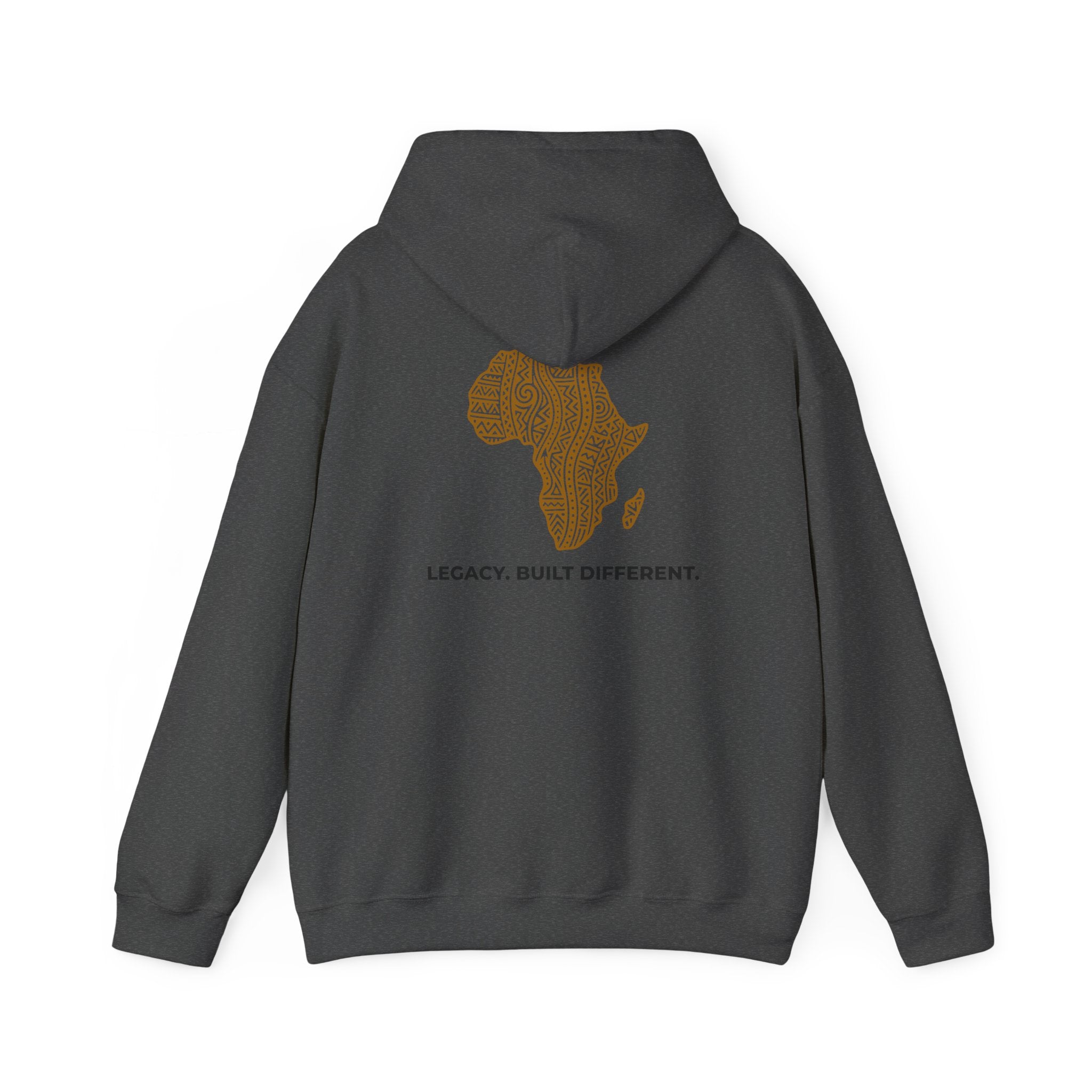 Africa Map Hoodie — 'Legacy. Built Different.' Cultural Pattern Pullover