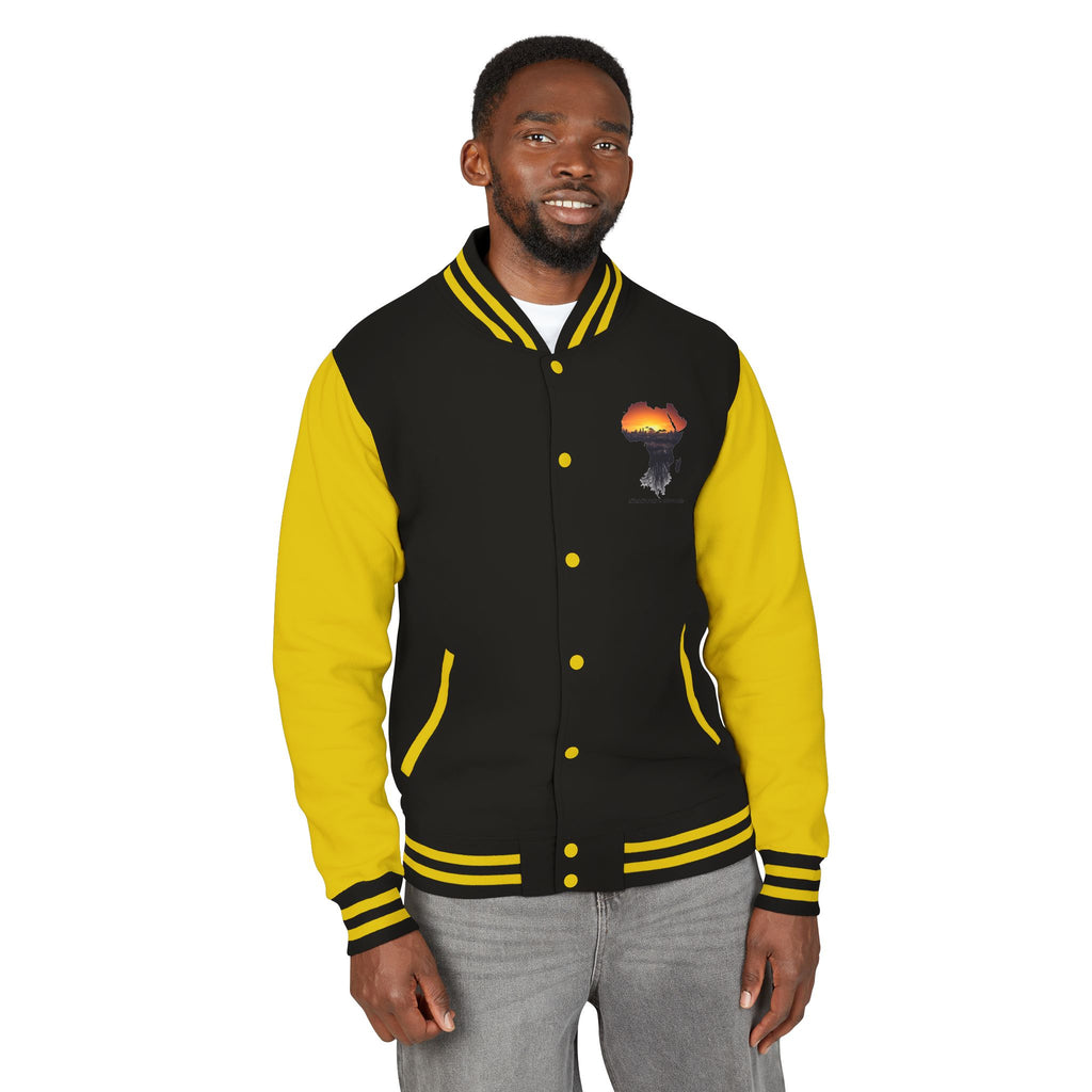 Letterman Jacket — Africa Sunset Map Design ("Legacy. Built Different.")