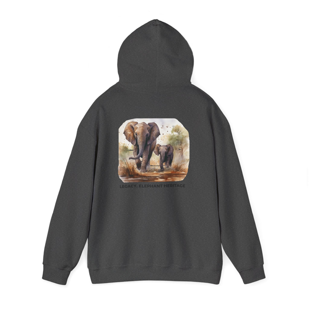 Elephant Heritage Hoodie — Wildlife Mom & Calf Graphic Sweatshirt