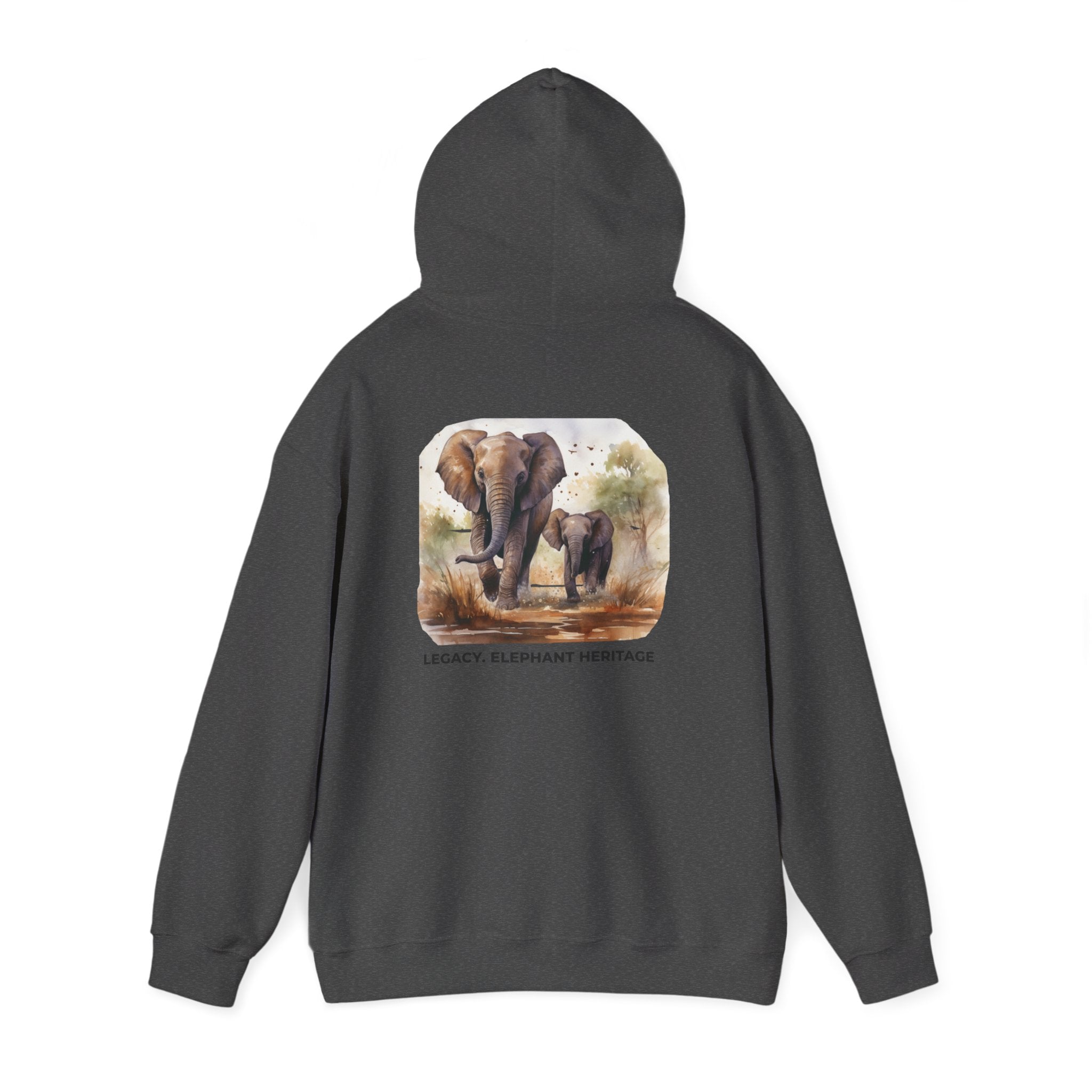 Elephant Heritage Hoodie — Wildlife Mom & Calf Graphic Sweatshirt