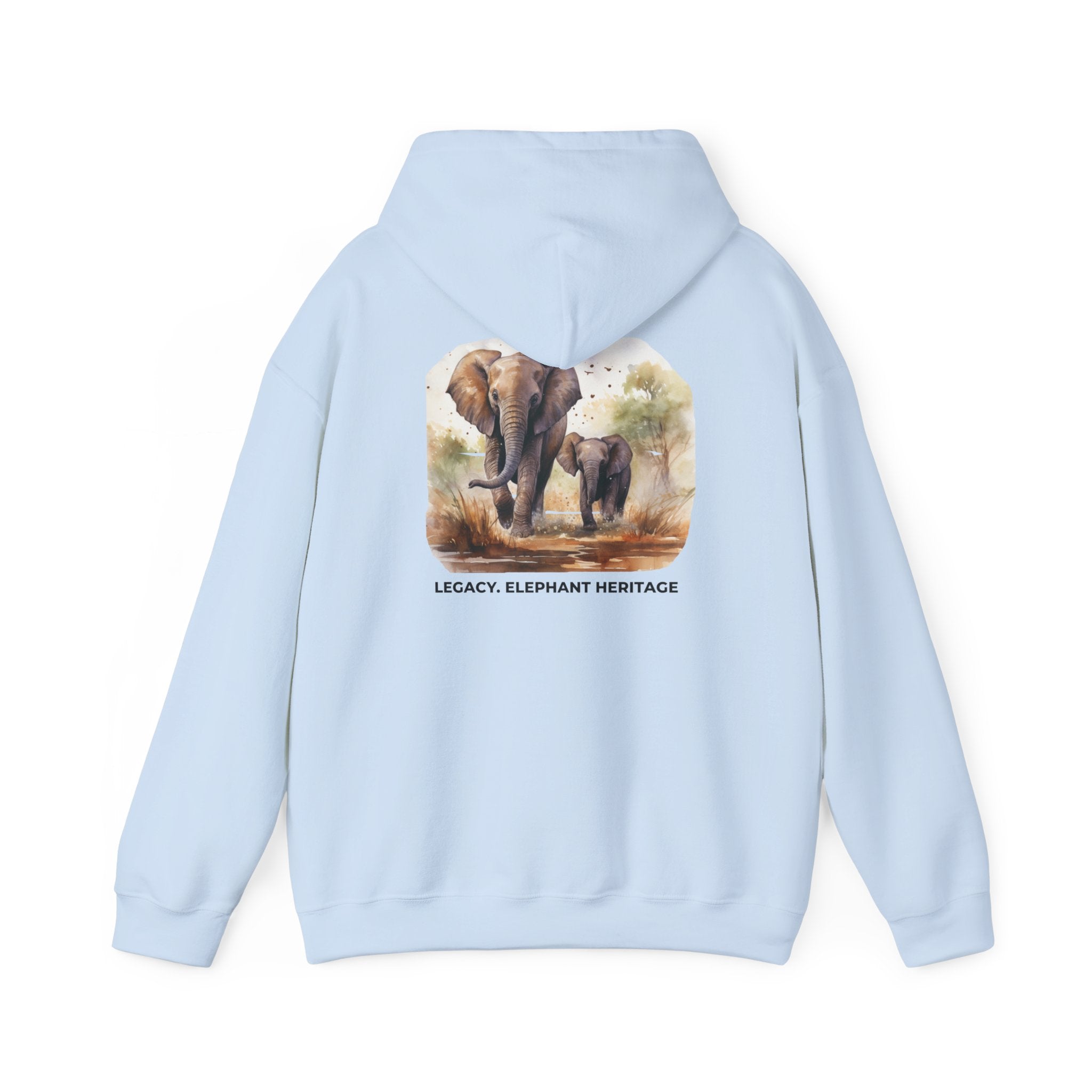 Elephant Heritage Hoodie — Wildlife Mom & Calf Graphic Sweatshirt