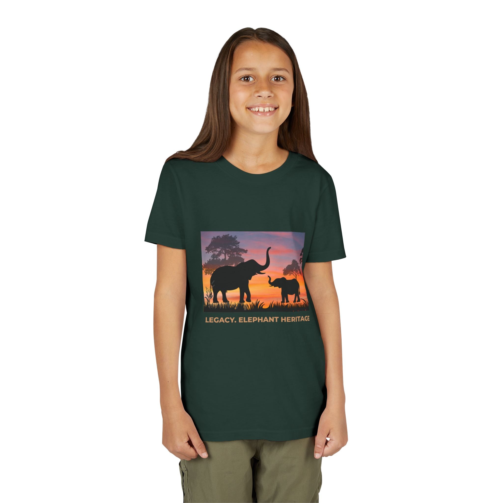 Youth Elephant Sunset Tee — 'Legacy, Love & Heritage' Kids Shirt