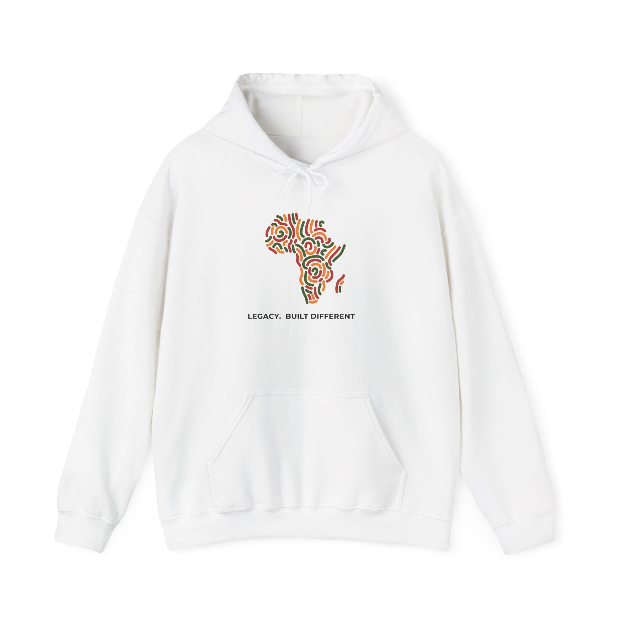 Africa Pattern Hoodie — "Legacy: Built Different" Graphic Sweatshirt