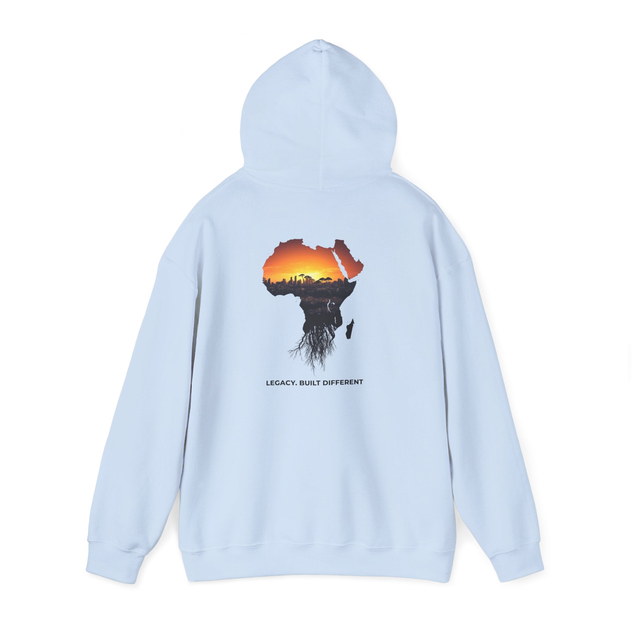 Africa Sunset Hoodie — "Legacy. Built Different." Graphic Pullover