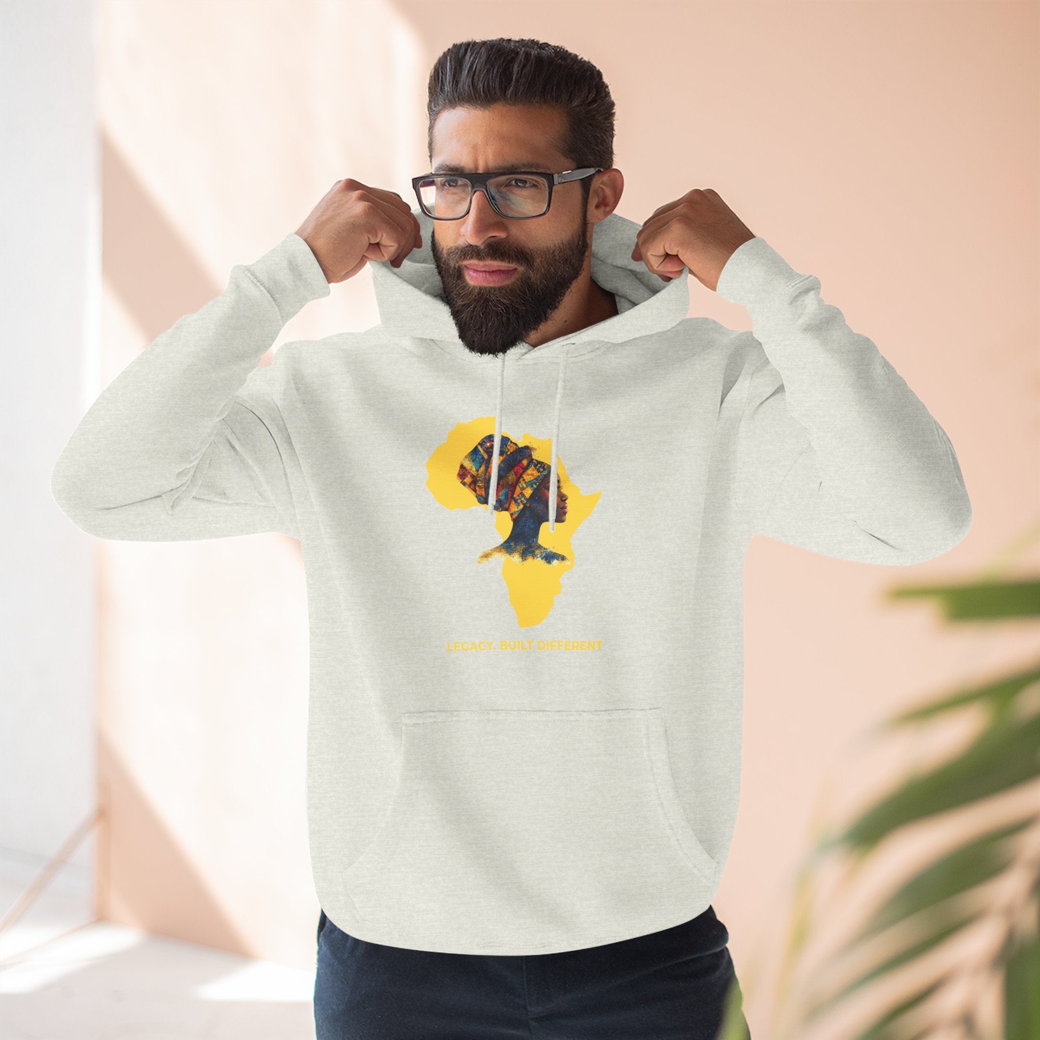 Hoodie — African Profile Art on Yellow Africa Silhouette (Legacy, Beauty, Empowerment)