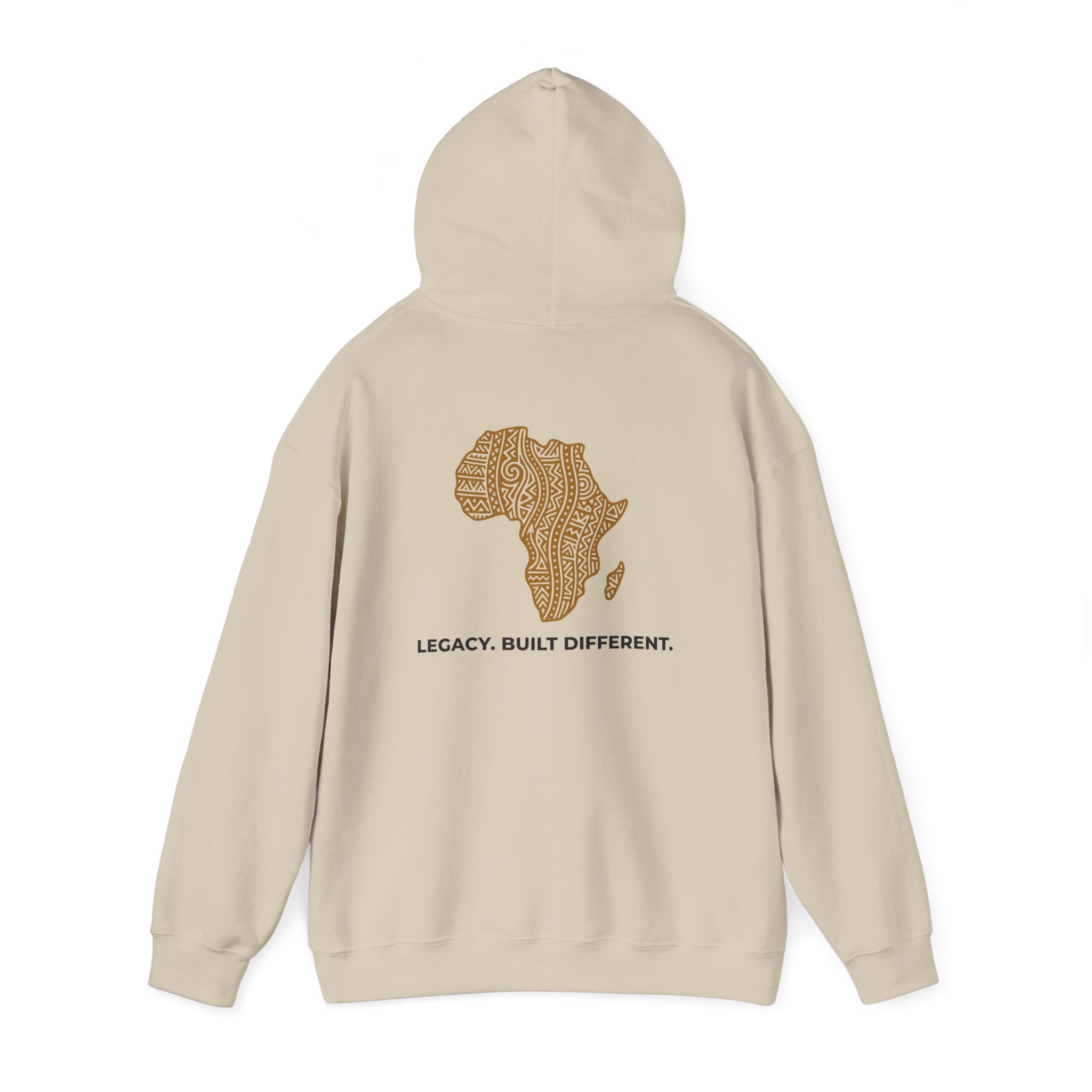 Africa Map Hoodie — 'Legacy. Built Different.' Cultural Pattern Pullover