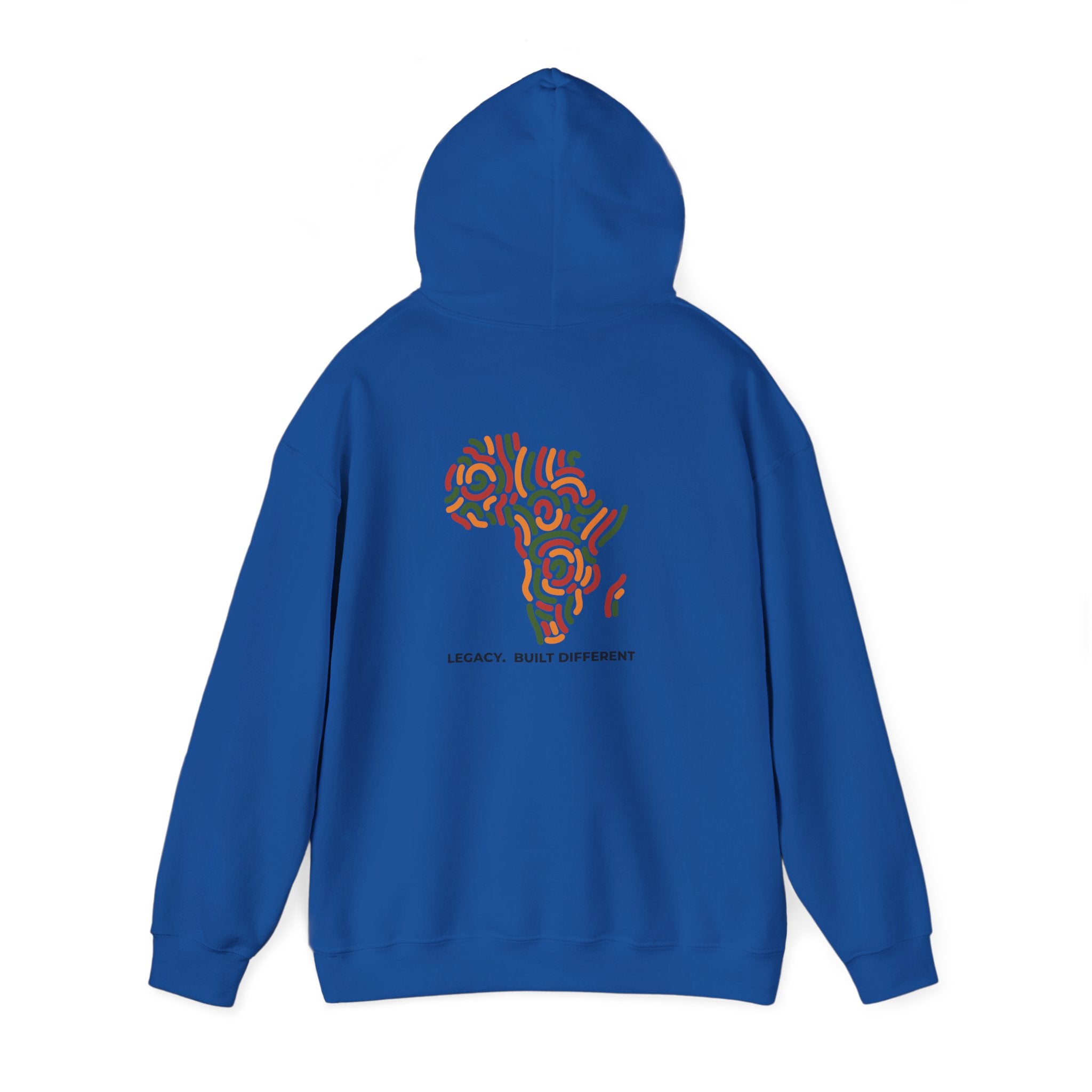 Africa Pattern Hoodie — "Legacy: Built Different" Graphic Sweatshirt