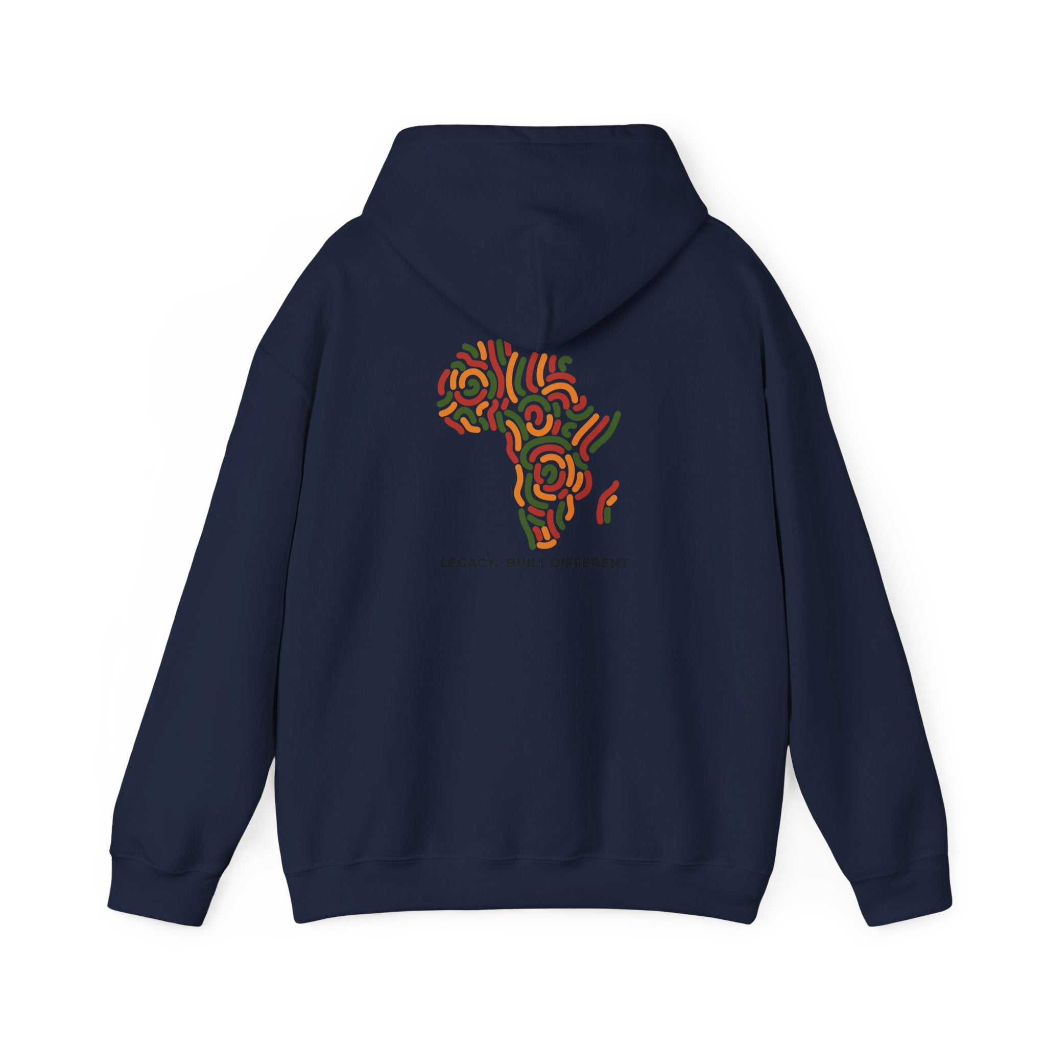 Africa Pattern Hoodie — "Legacy: Built Different" Graphic Sweatshirt