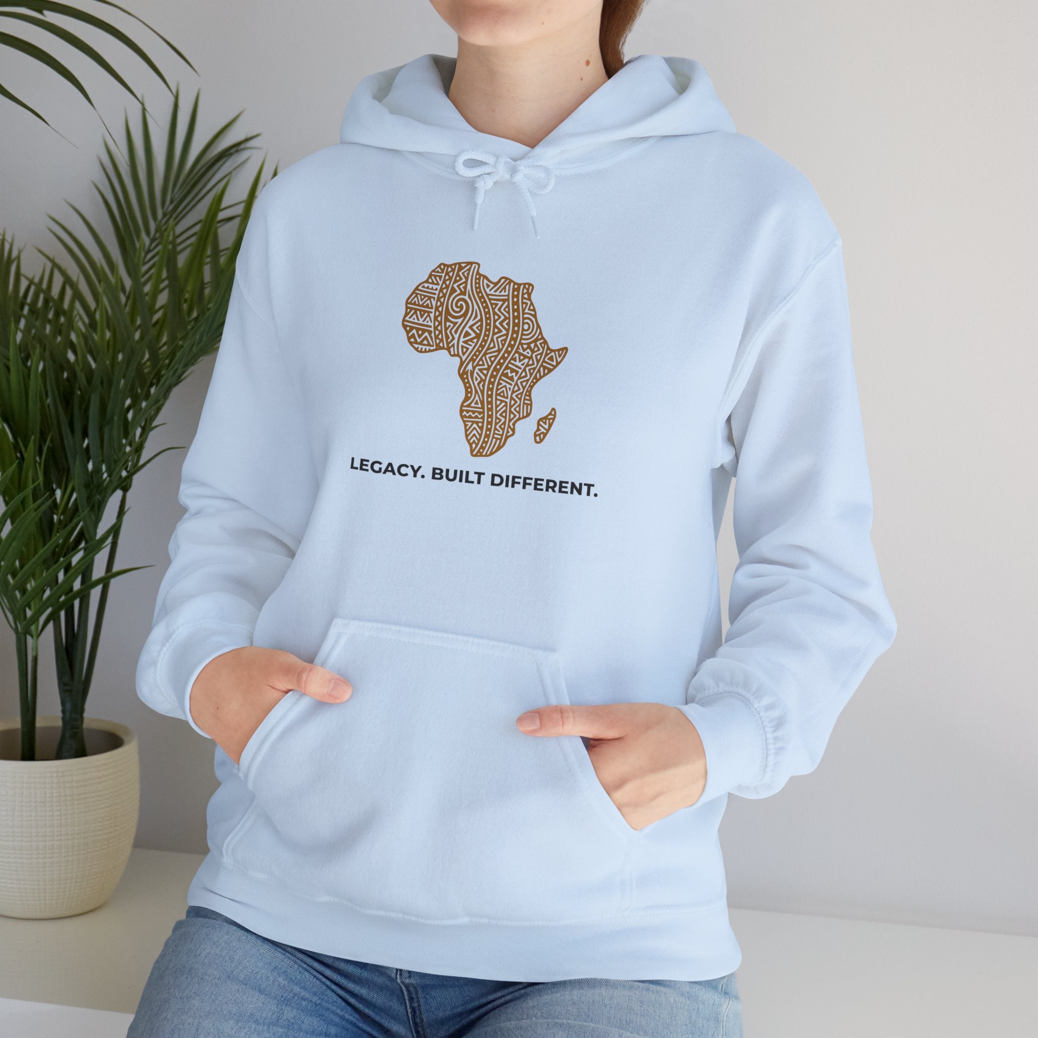 Africa Map Hoodie — 'Legacy. Built Different.' Cultural Pattern Pullover