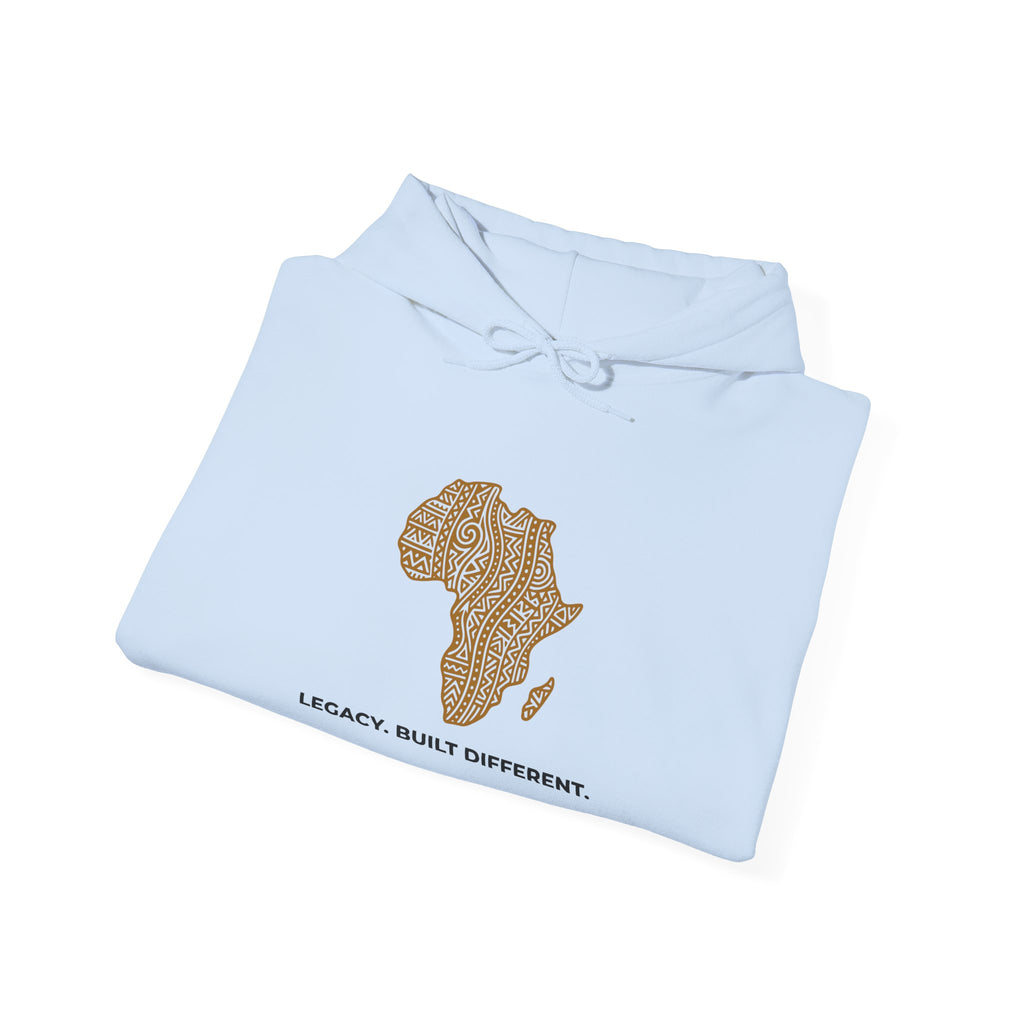 Africa Map Hoodie — 'Legacy. Built Different.' Cultural Pattern Pullover