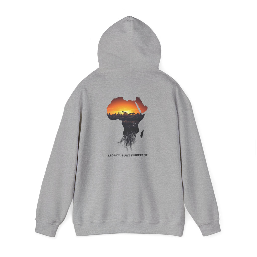 Africa Sunset Hoodie — "Legacy. Built Different." Graphic Pullover