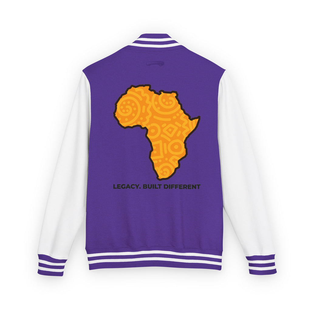 Africa Pattern Letterman Jacket — "Legacy. Built Different" Varsity Coat