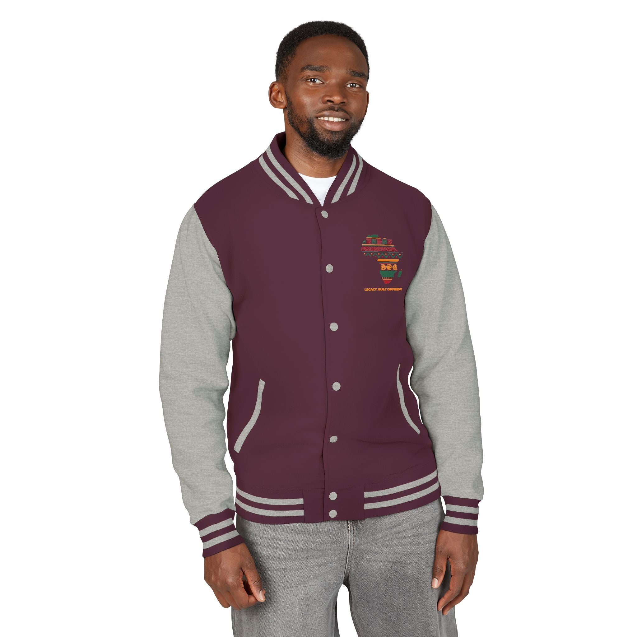 Africa Pattern Letterman Jacket — "Legacy, Unity, Strength"
