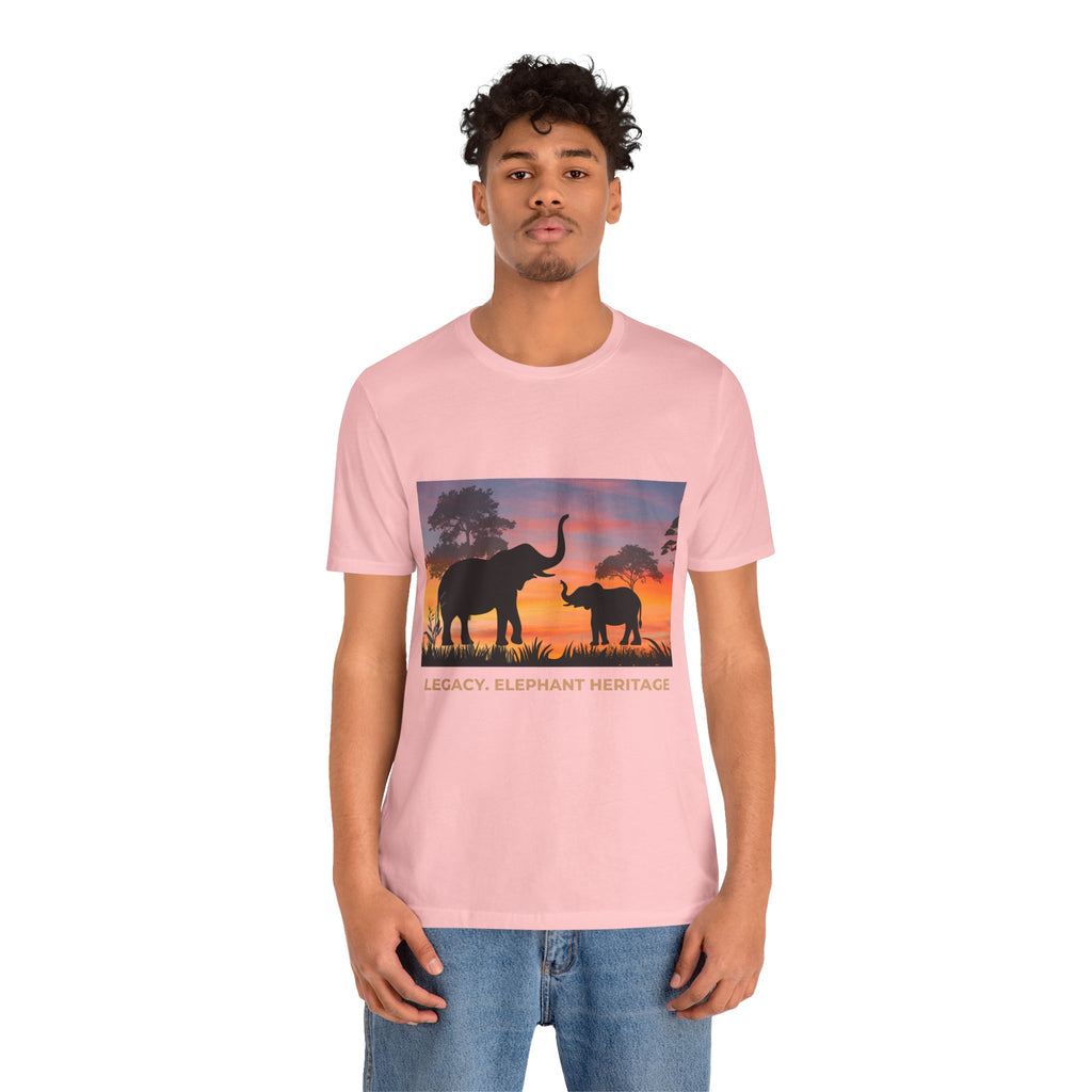 Elephant Sunset Tee — "Legacy, Elephant Heritage" Graphic T-Shirt