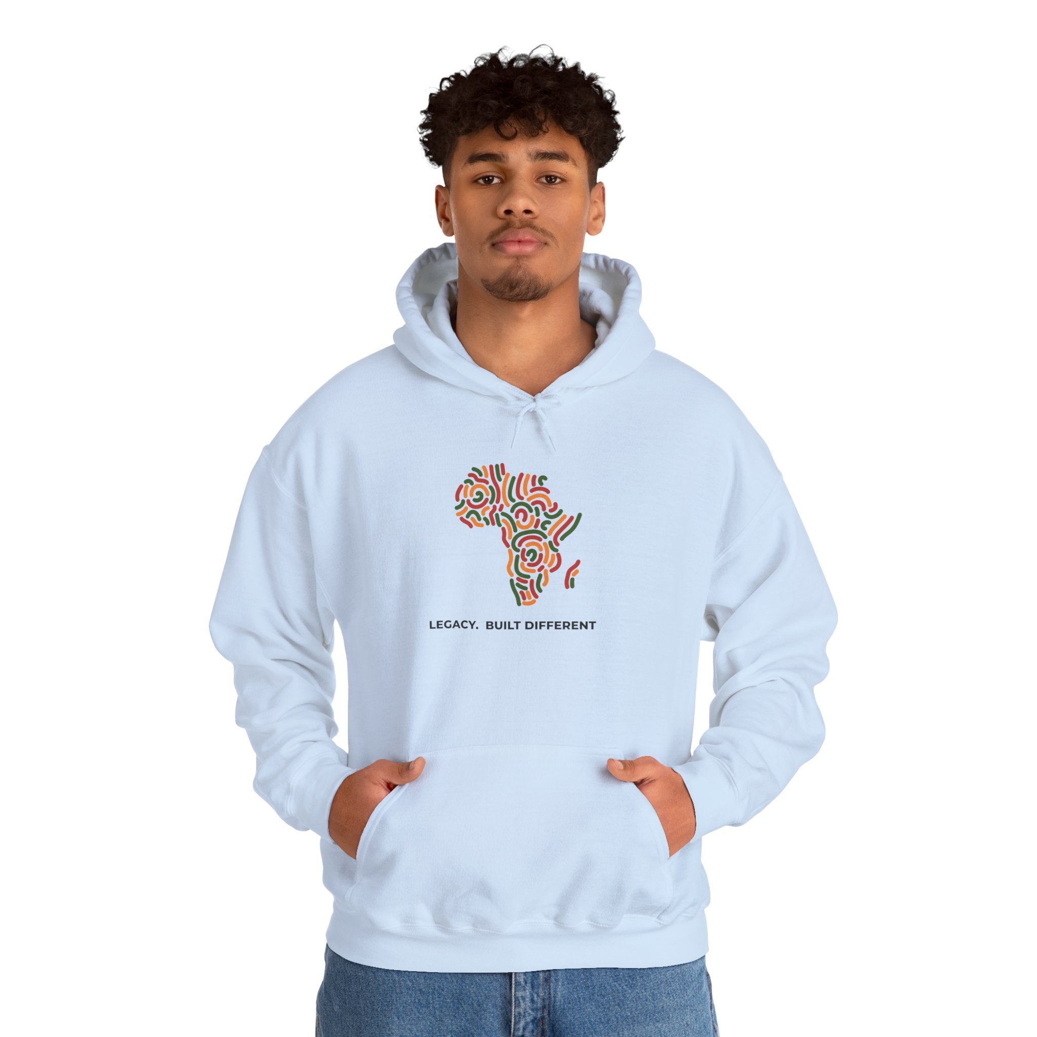 Africa Pattern Hoodie — "Legacy: Built Different" Graphic Sweatshirt