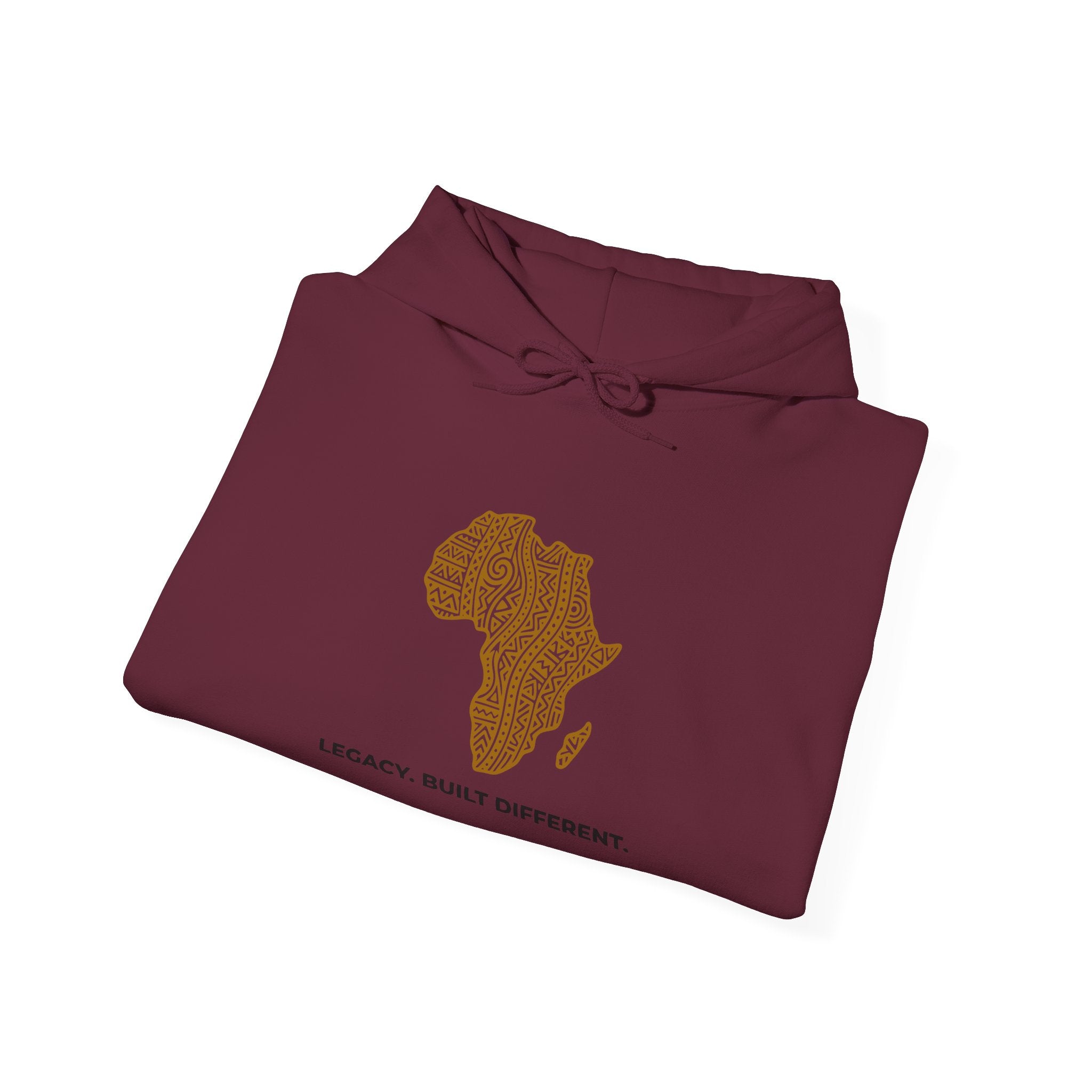 Africa Map Hoodie — 'Legacy. Built Different.' Cultural Pattern Pullover
