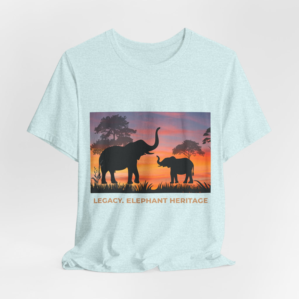Elephant Sunset Tee — "Legacy, Elephant Heritage" Graphic T-Shirt
