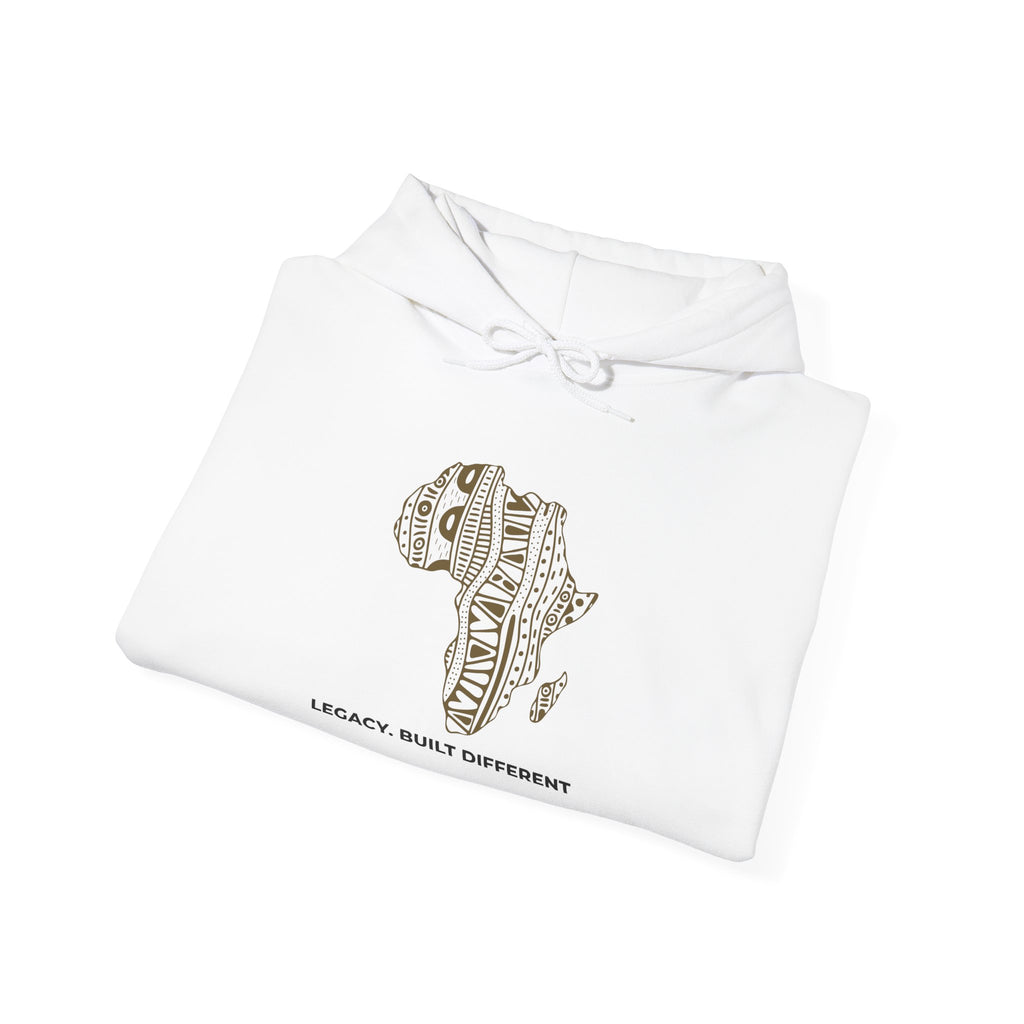 Africa Pattern Hoodie — "Legacy. Built Different." Graphic Sweatshirt