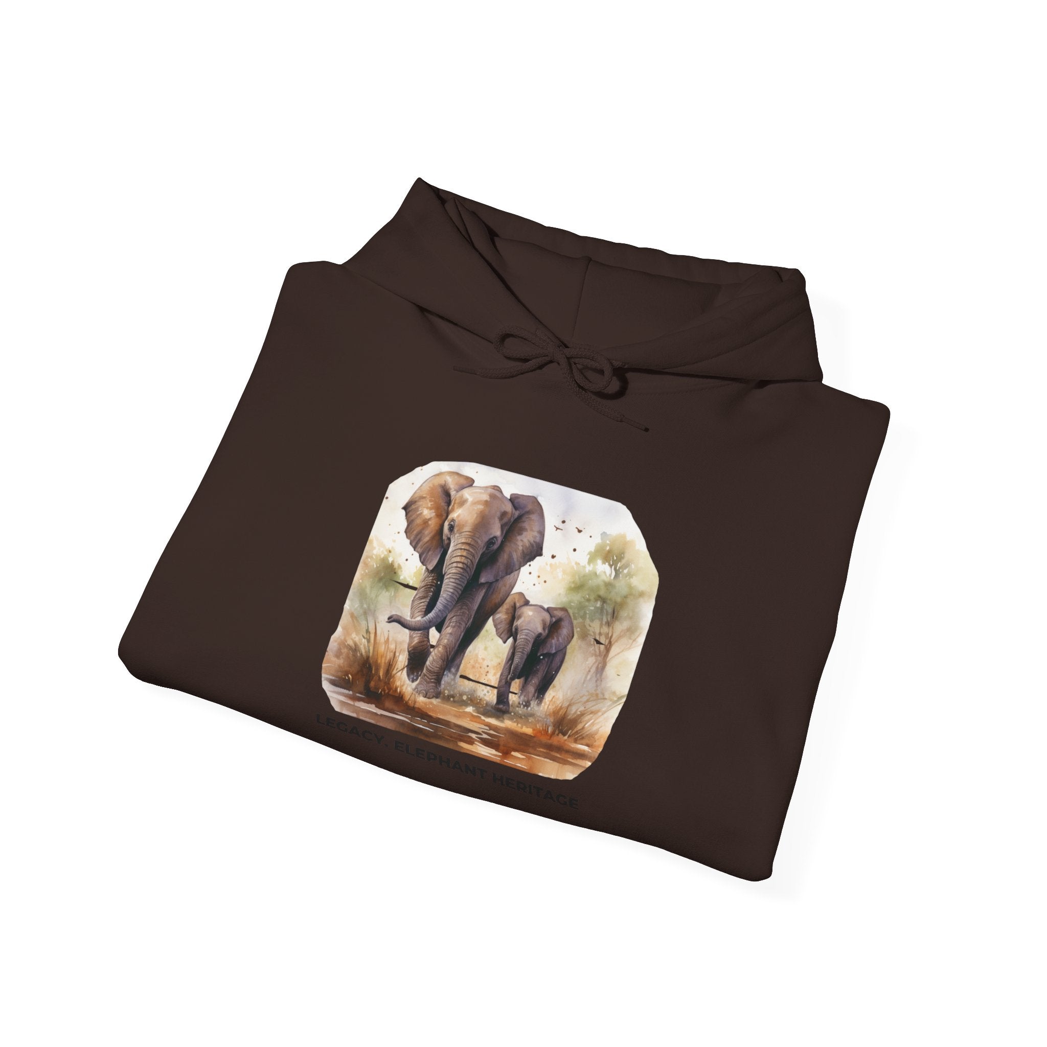 Elephant Heritage Hoodie — Wildlife Mom & Calf Graphic Sweatshirt