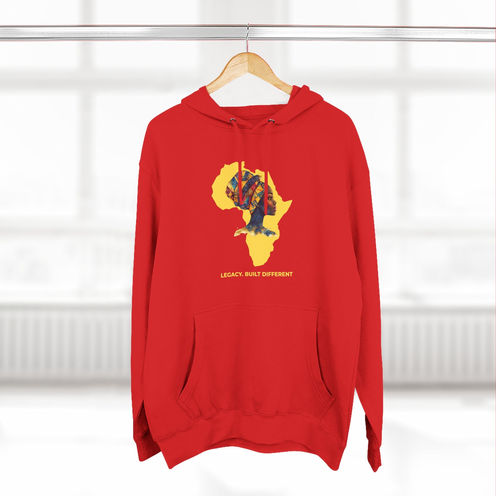 Hoodie — African Profile Art on Yellow Africa Silhouette (Legacy, Beauty, Empowerment)