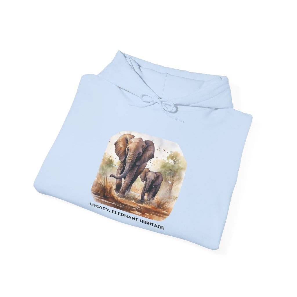 Elephant Heritage Hoodie — Wildlife Mom & Calf Graphic Sweatshirt