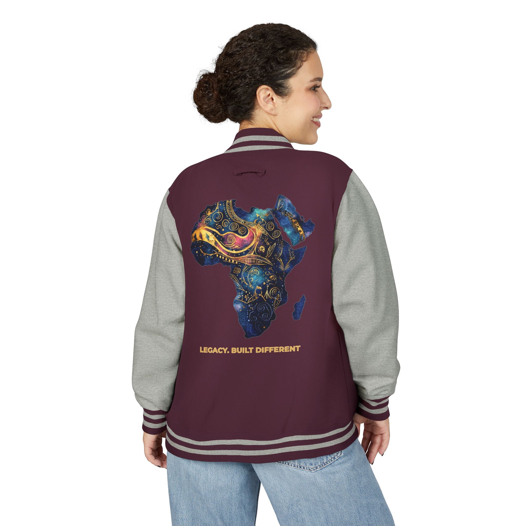 Africa Map Letterman Jacket — Colorful African Continent Graphic Bomber