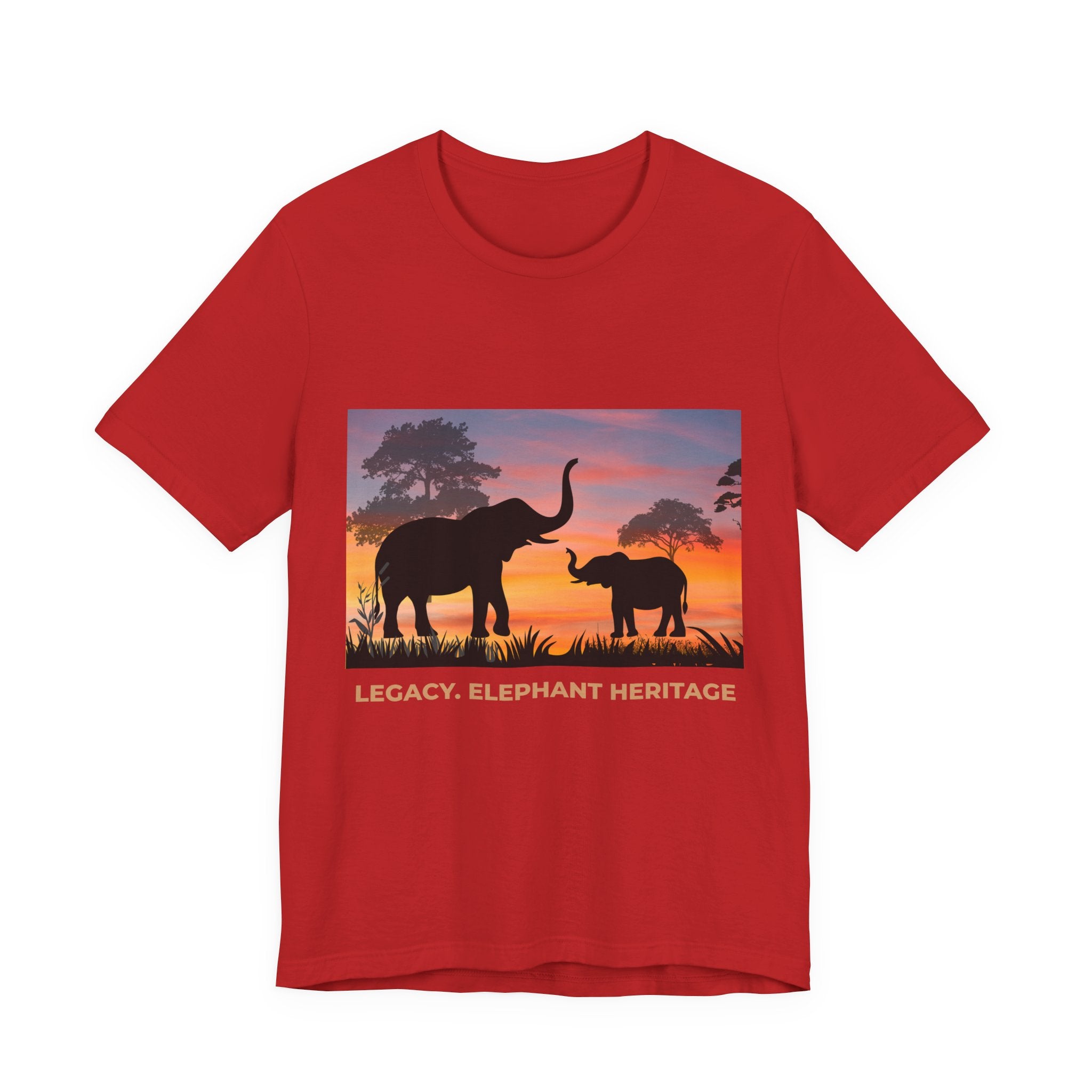 Elephant Sunset Tee — "Legacy, Elephant Heritage" Graphic T-Shirt