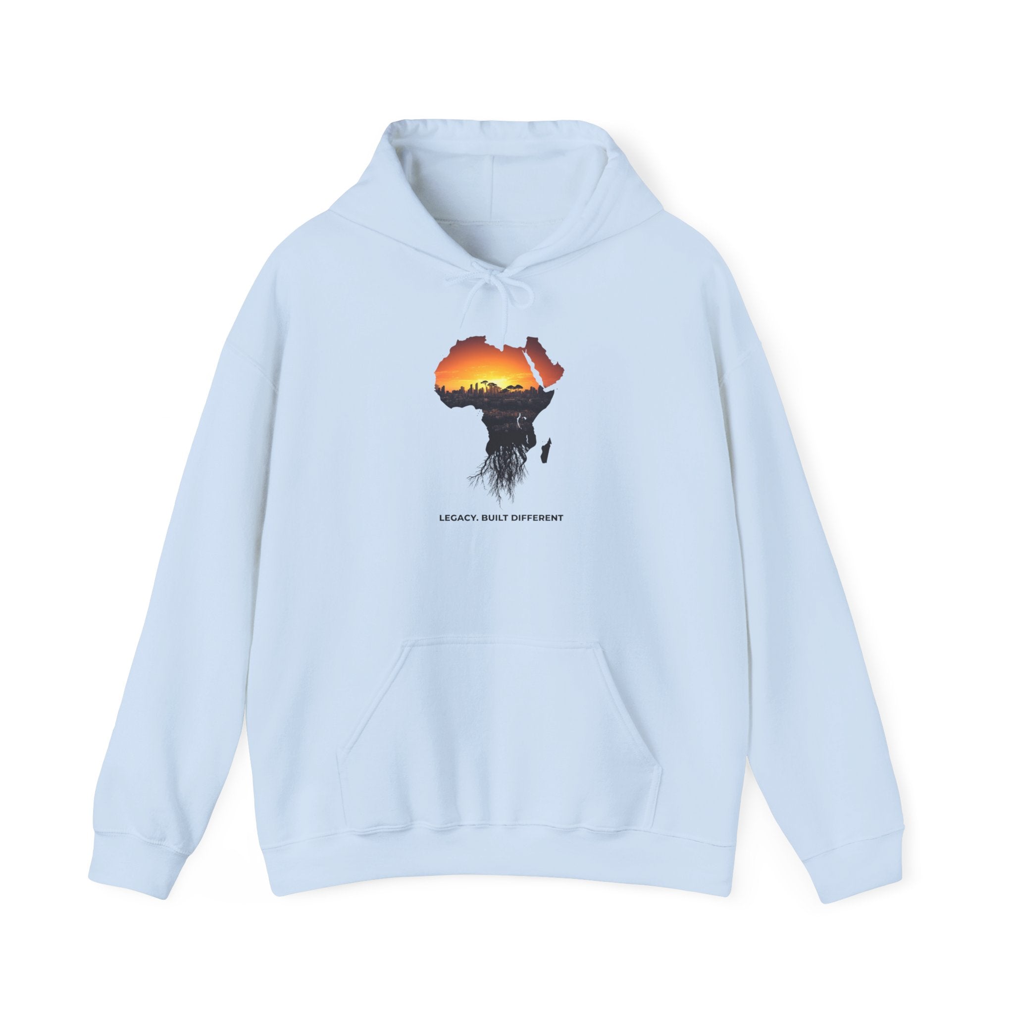 Africa Sunset Hoodie — "Legacy. Built Different." Graphic Pullover