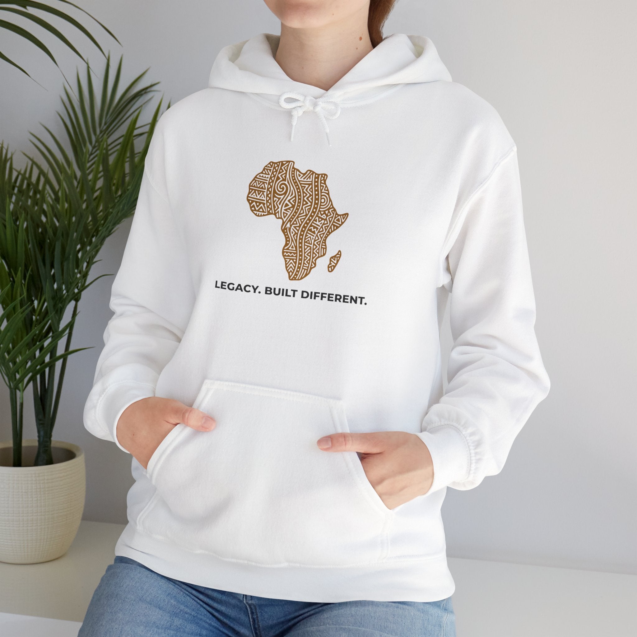 Africa Map Hoodie — 'Legacy. Built Different.' Cultural Pattern Pullover