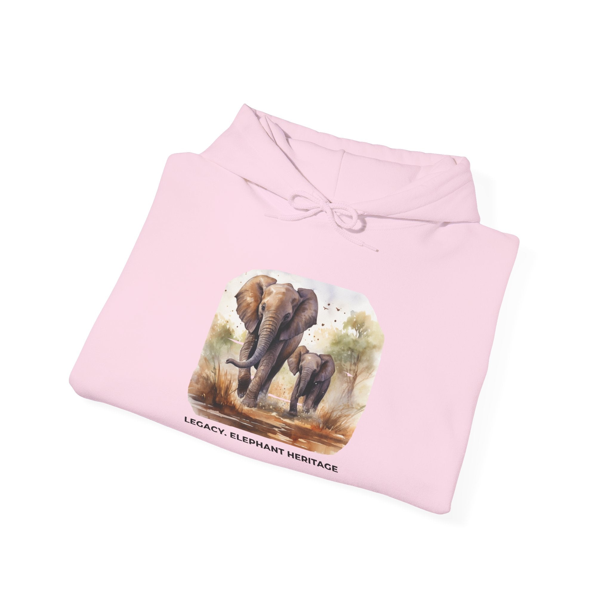 Elephant Heritage Hoodie — Wildlife Mom & Calf Graphic Sweatshirt