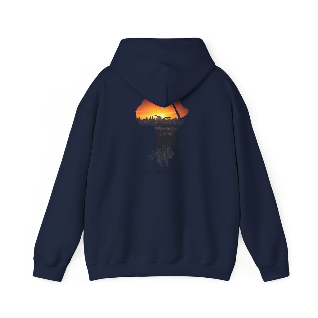 Africa Sunset Hoodie — "Legacy. Built Different." Graphic Pullover