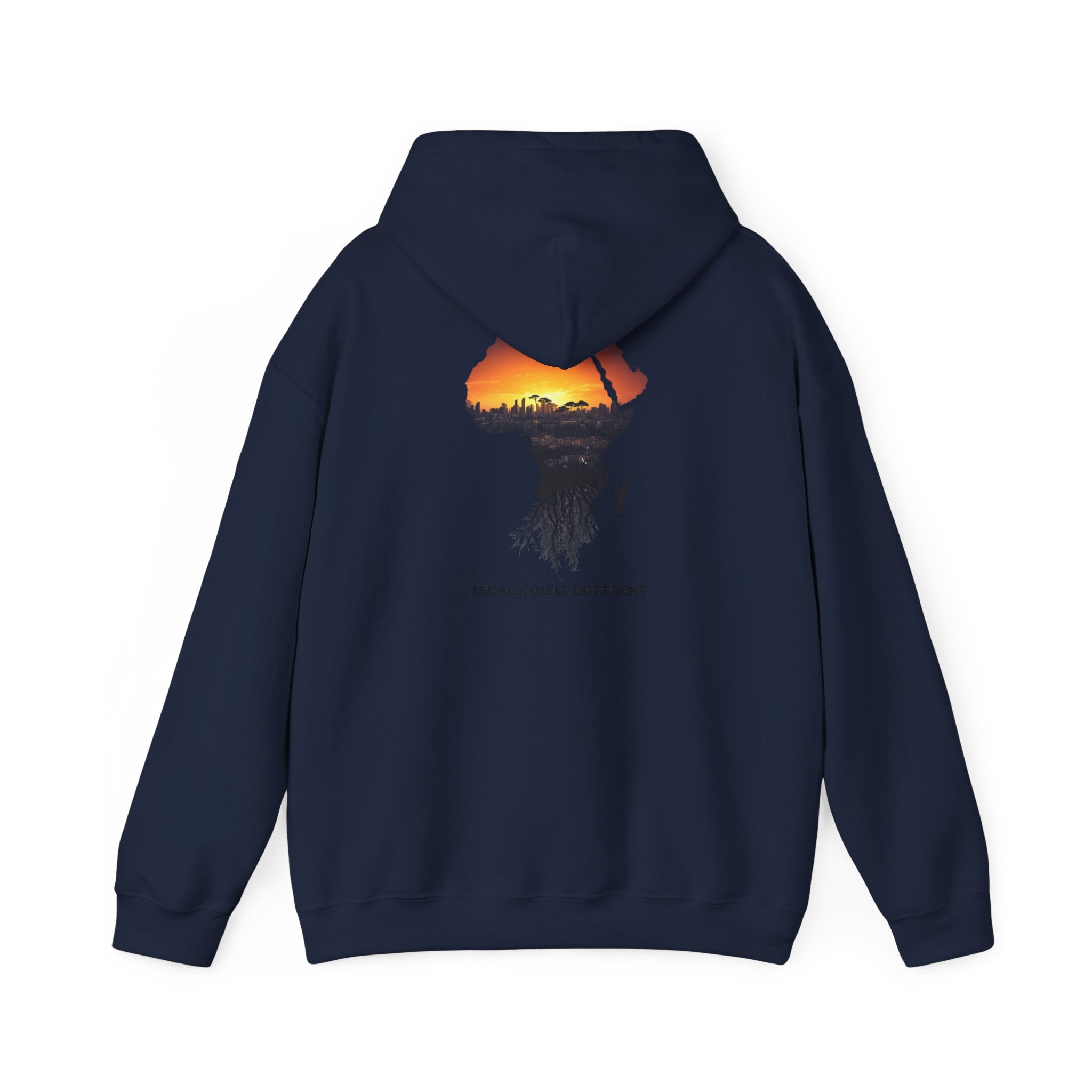 Africa Sunset Hoodie — "Legacy. Built Different." Graphic Pullover