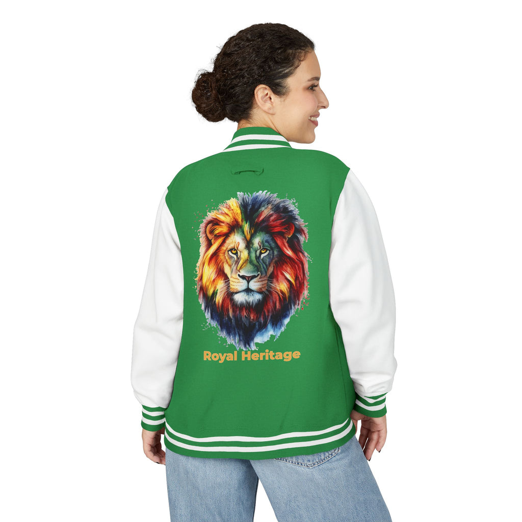 Lion Graphic Letterman Jacket — "Royal Heritage" Varsity Jacket
