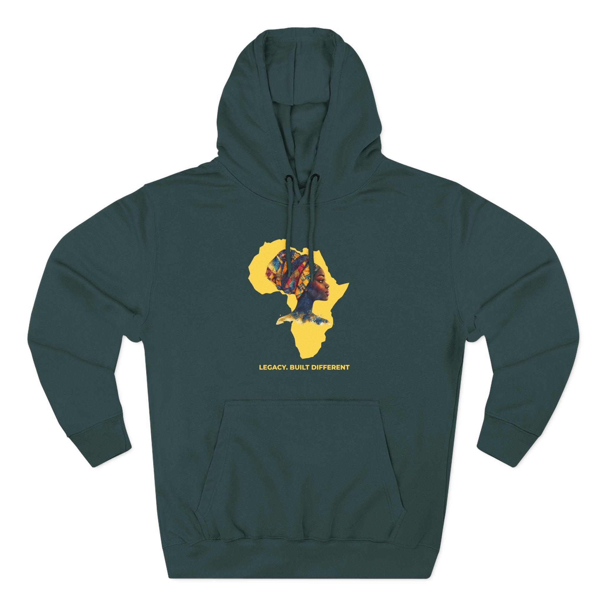 Hoodie — African Profile Art on Yellow Africa Silhouette (Legacy, Beauty, Empowerment)