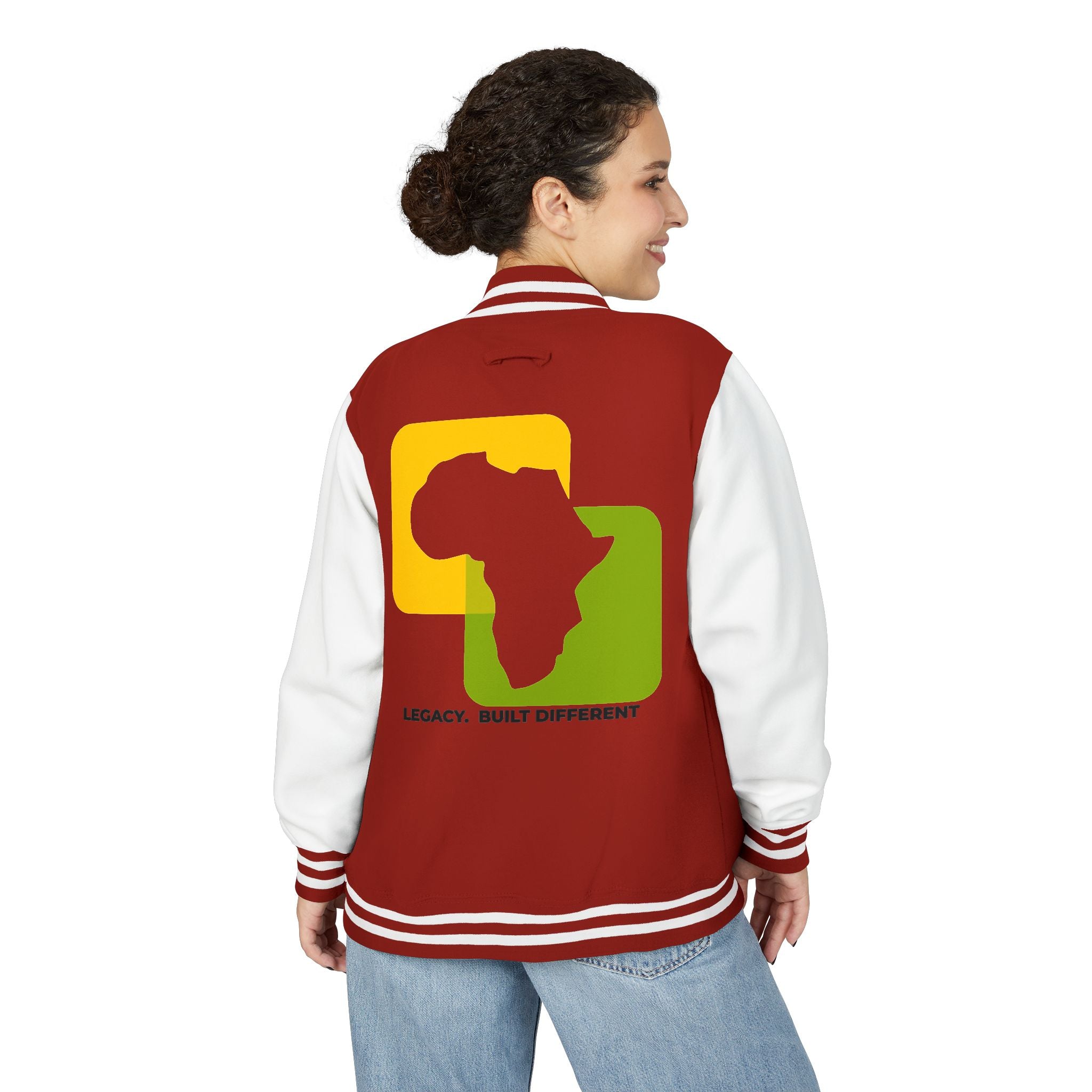 Letterman Jacket — Afrocentric Africa Map Design ("Legacy. Built Different")