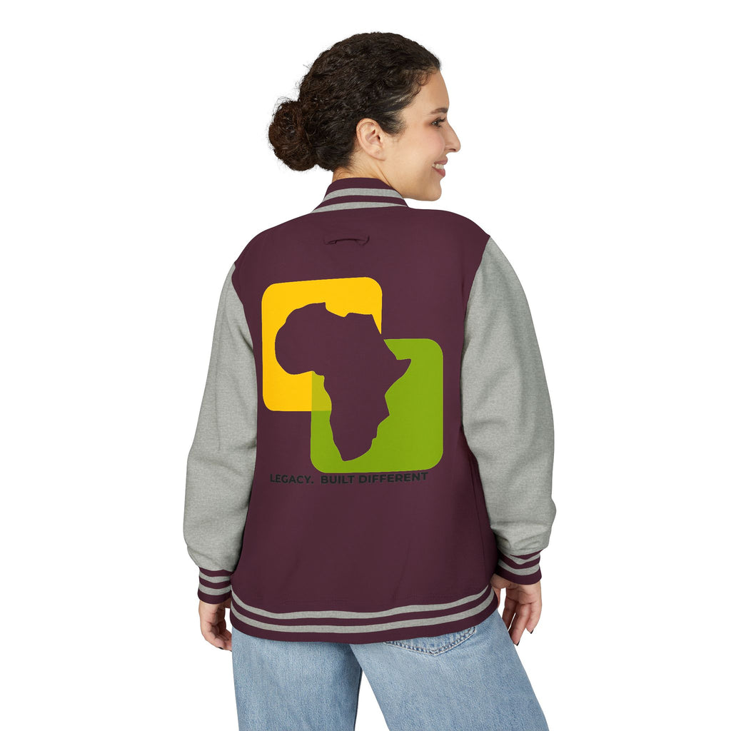Letterman Jacket — Afrocentric Africa Map Design ("Legacy. Built Different")