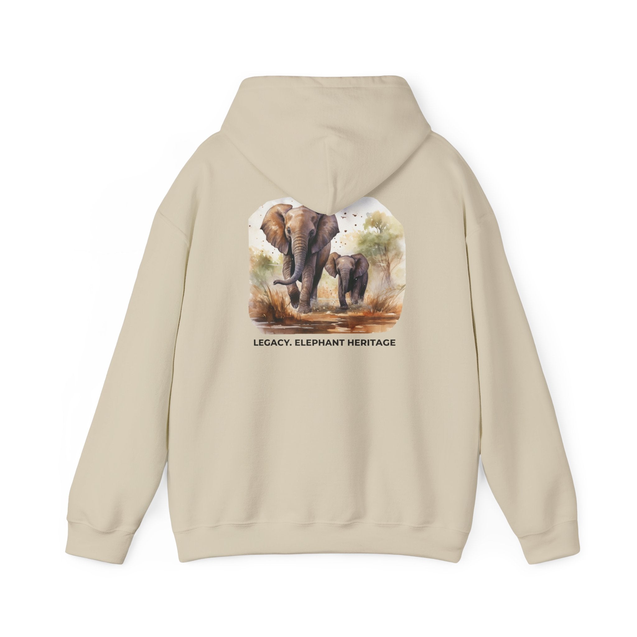 Elephant Heritage Hoodie — Wildlife Mom & Calf Graphic Sweatshirt