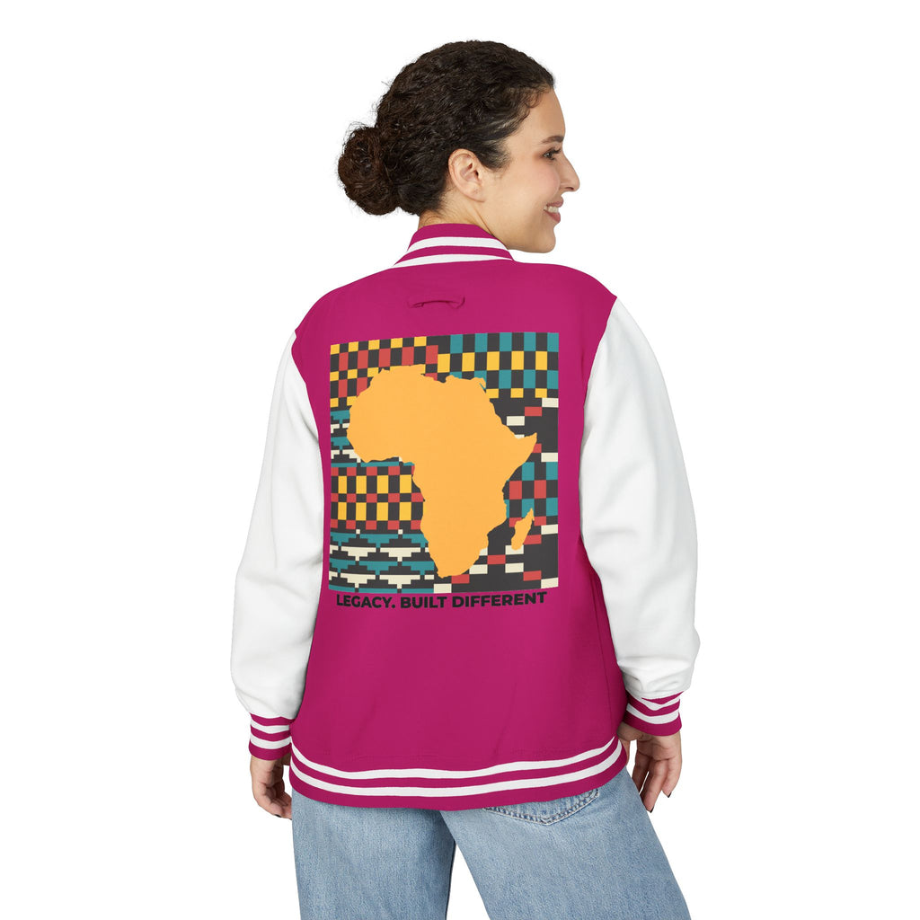 Letterman Jacket - Africa Map Kente Pattern "Legacy Built Different"