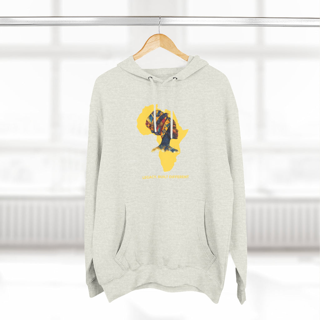 Hoodie — African Profile Art on Yellow Africa Silhouette (Legacy, Beauty, Empowerment)