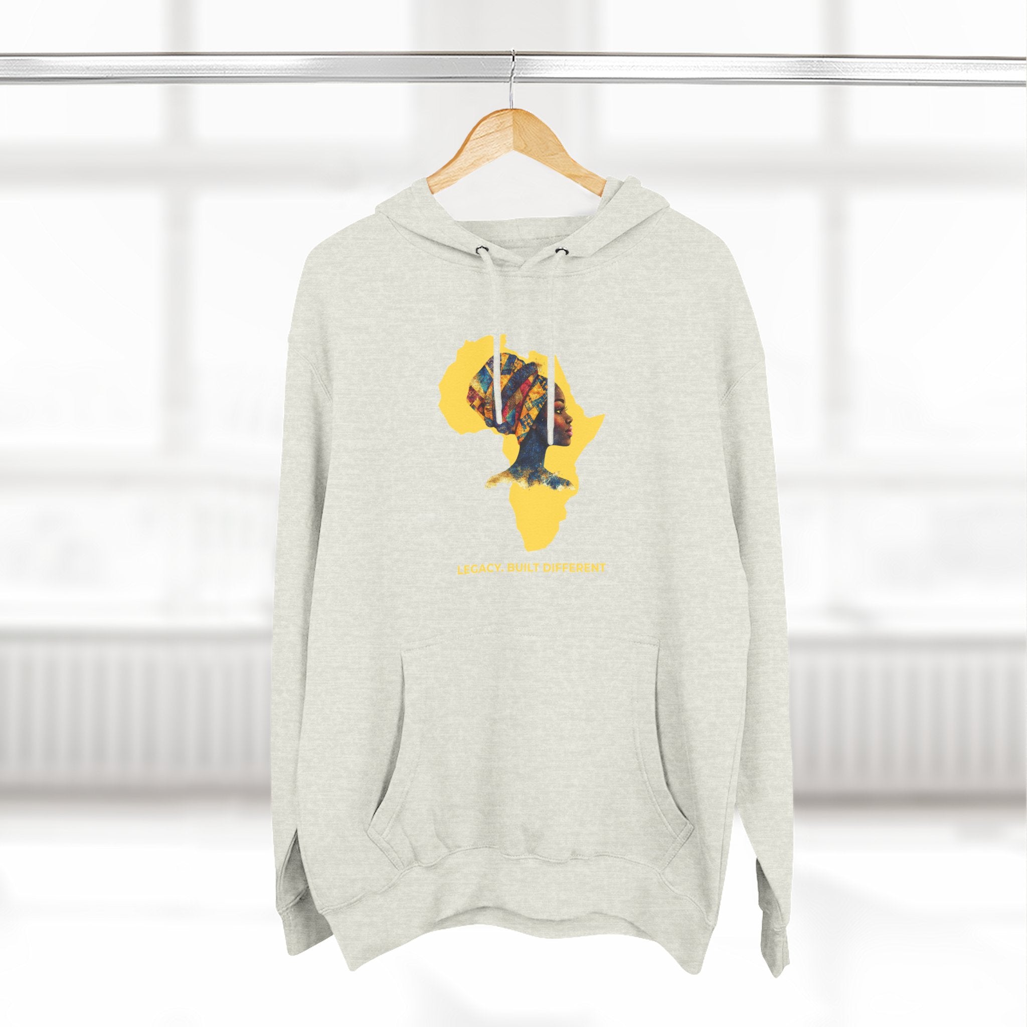 Hoodie — African Profile Art on Yellow Africa Silhouette (Legacy, Beauty, Empowerment)