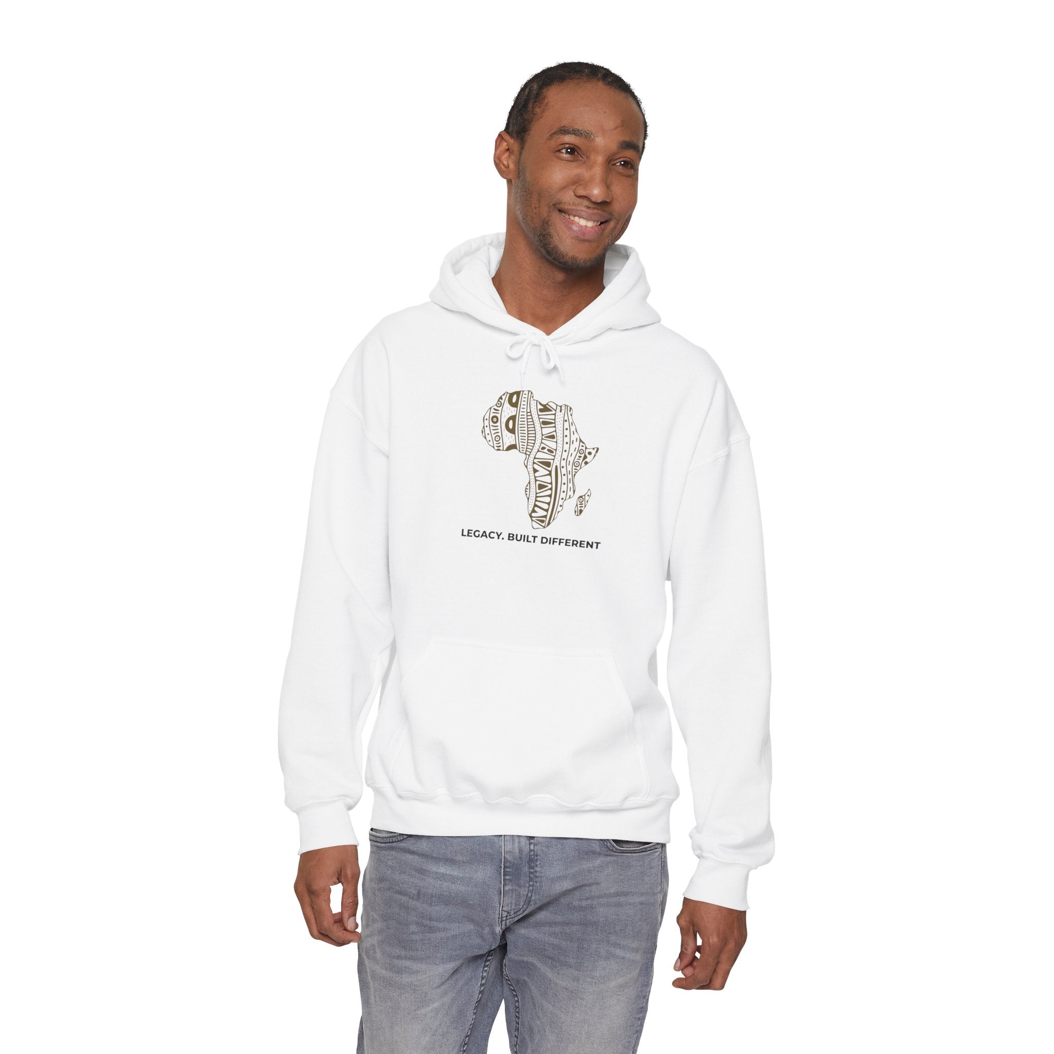 Africa Pattern Hoodie — "Legacy. Built Different." Graphic Sweatshirt