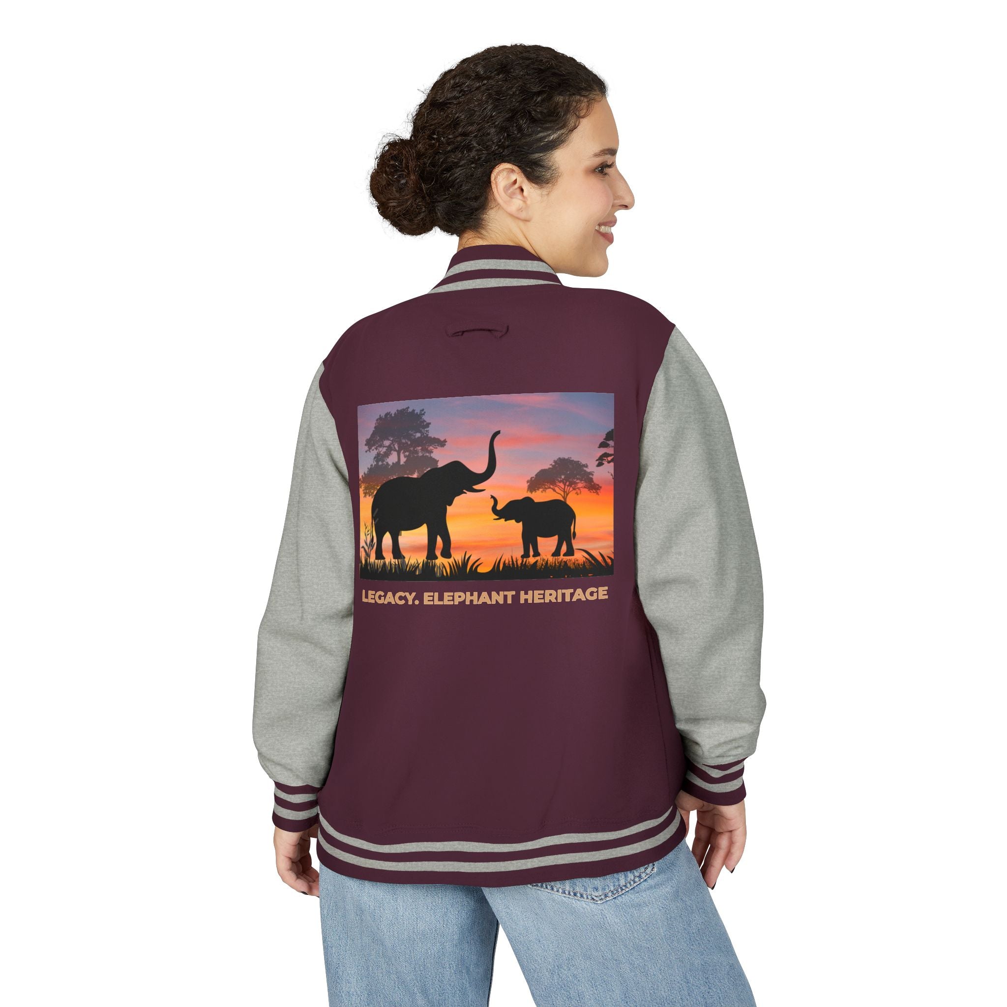 Letterman Jacket — Legacy Elephant Heritage Sunset Design
