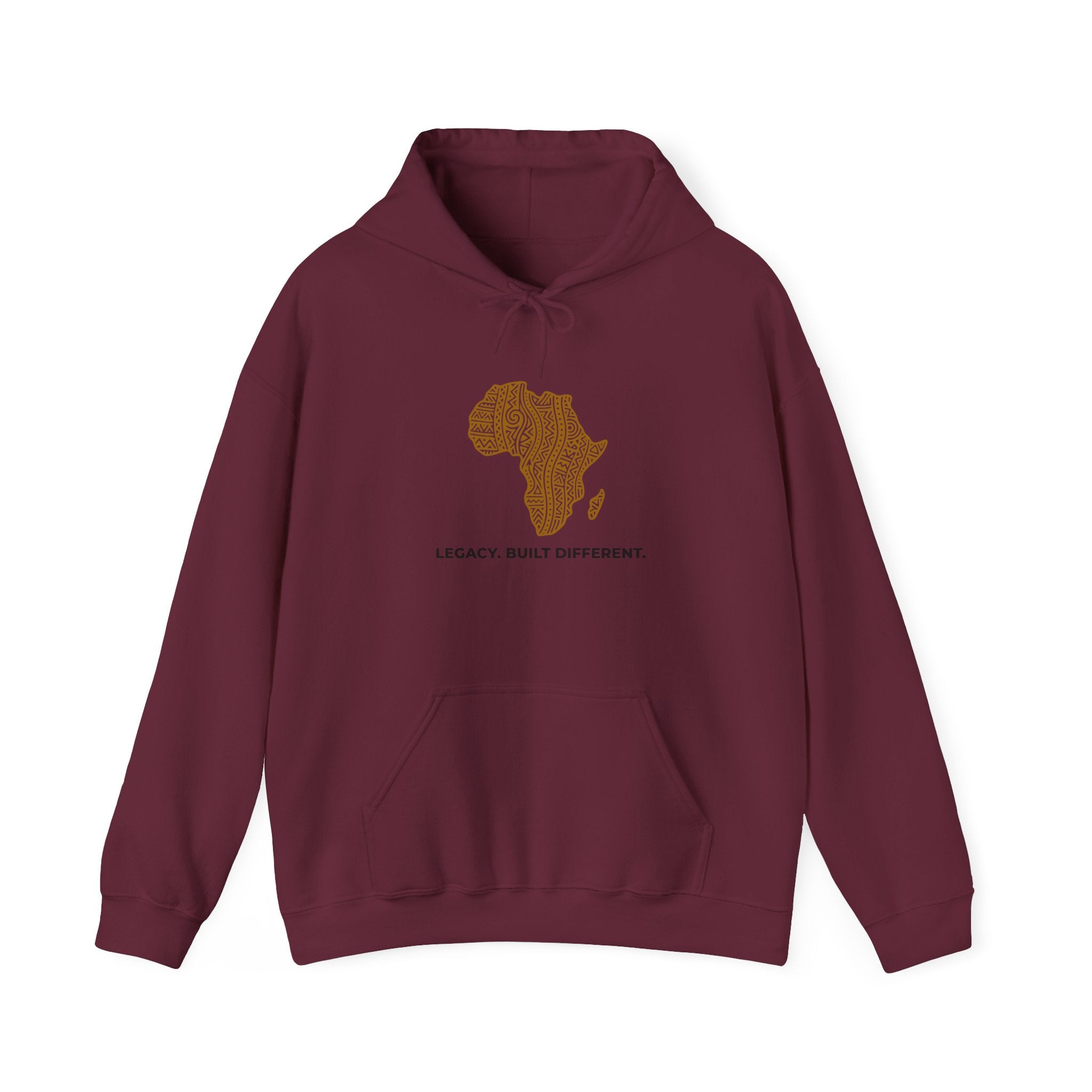 Africa Map Hoodie — 'Legacy. Built Different.' Cultural Pattern Pullover