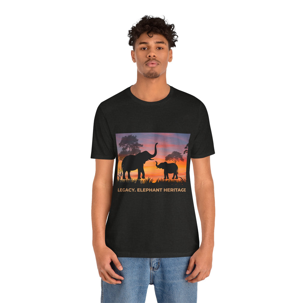 Elephant Sunset Tee — "Legacy, Elephant Heritage" Graphic T-Shirt