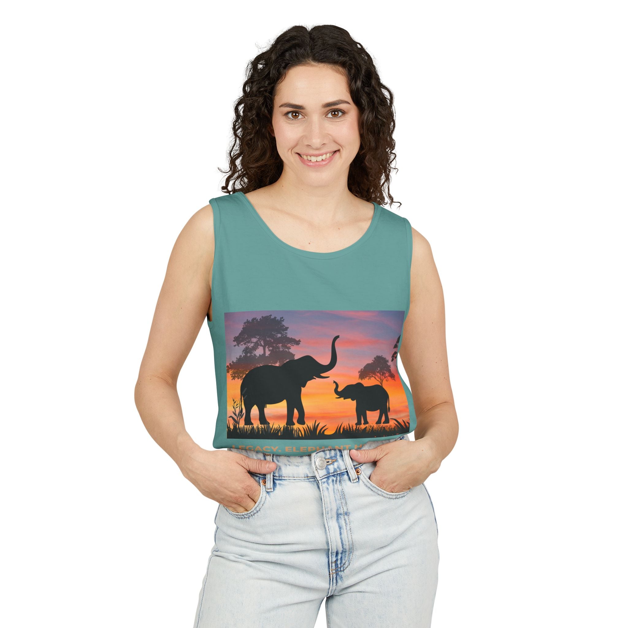 Elephant Sunset Tank Top — Mama & Baby Silhouette Beachwear