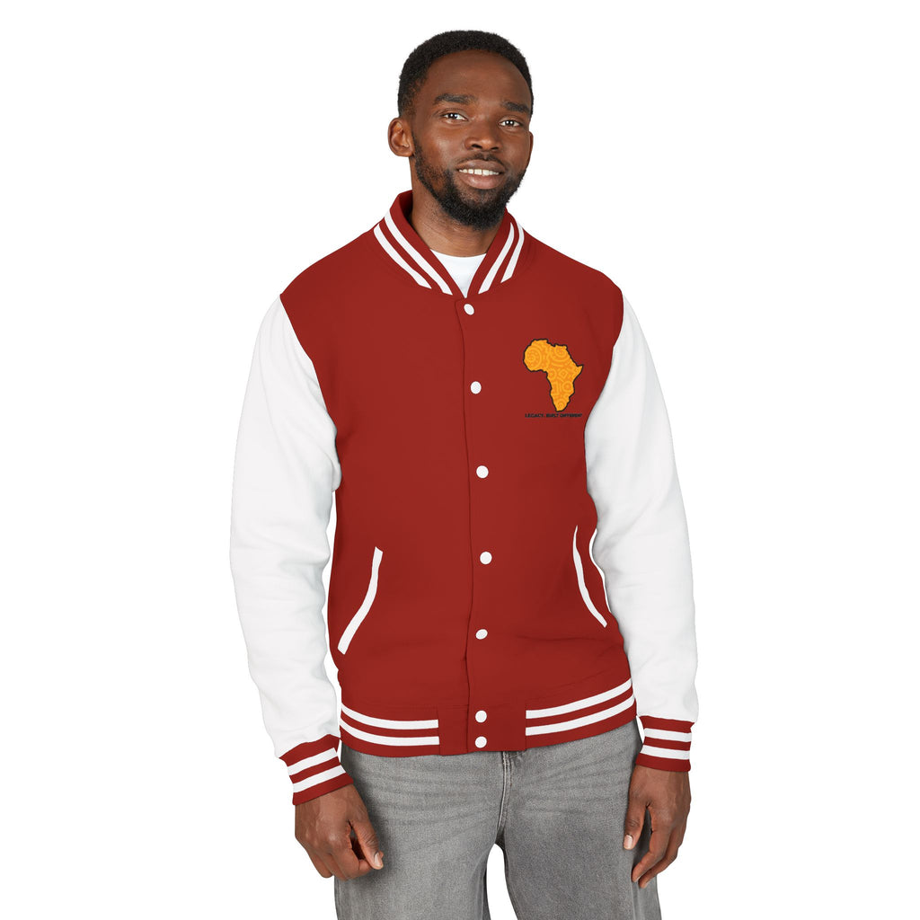 Africa Pattern Letterman Jacket — "Legacy. Built Different" Varsity Coat