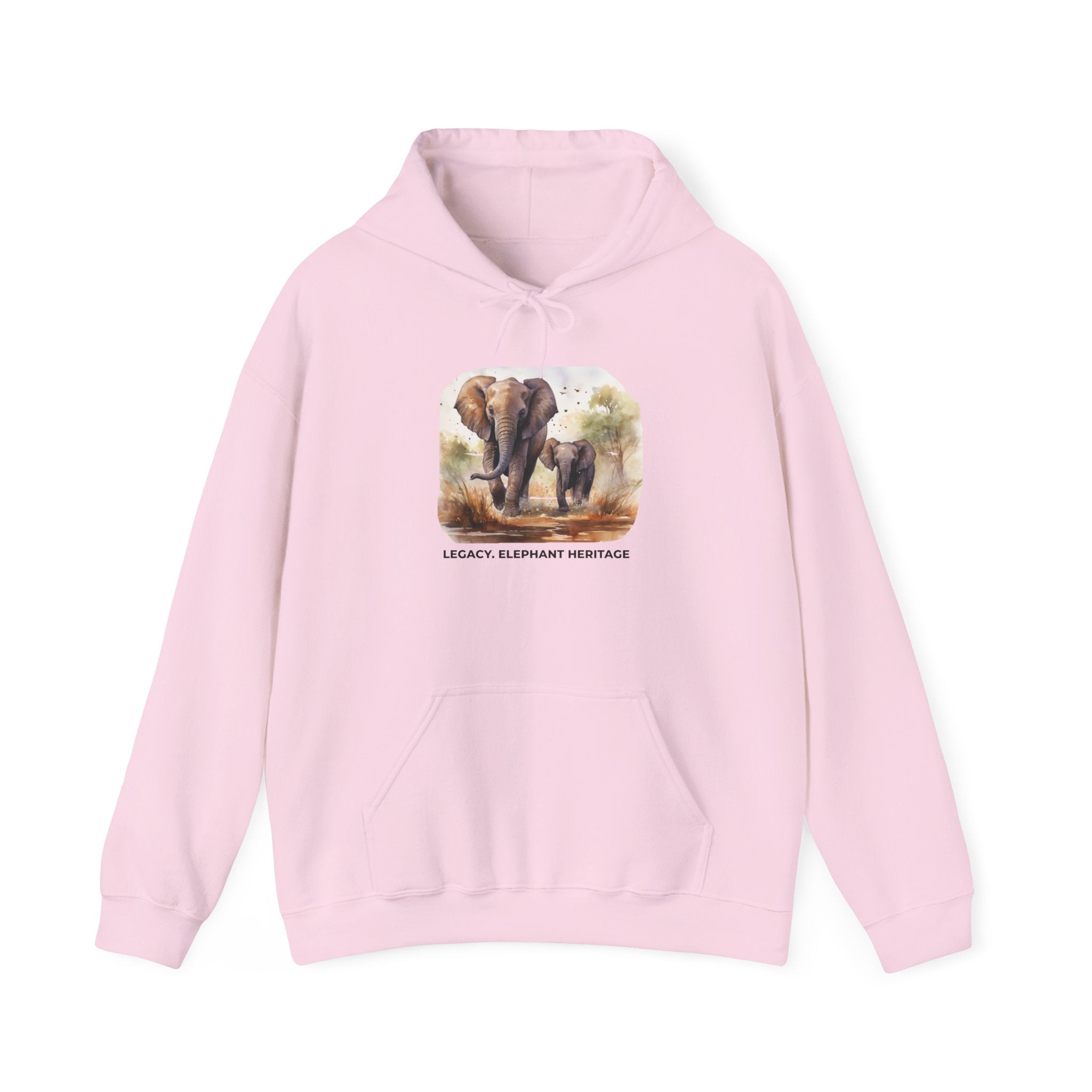 Elephant Heritage Hoodie — Wildlife Mom & Calf Graphic Sweatshirt