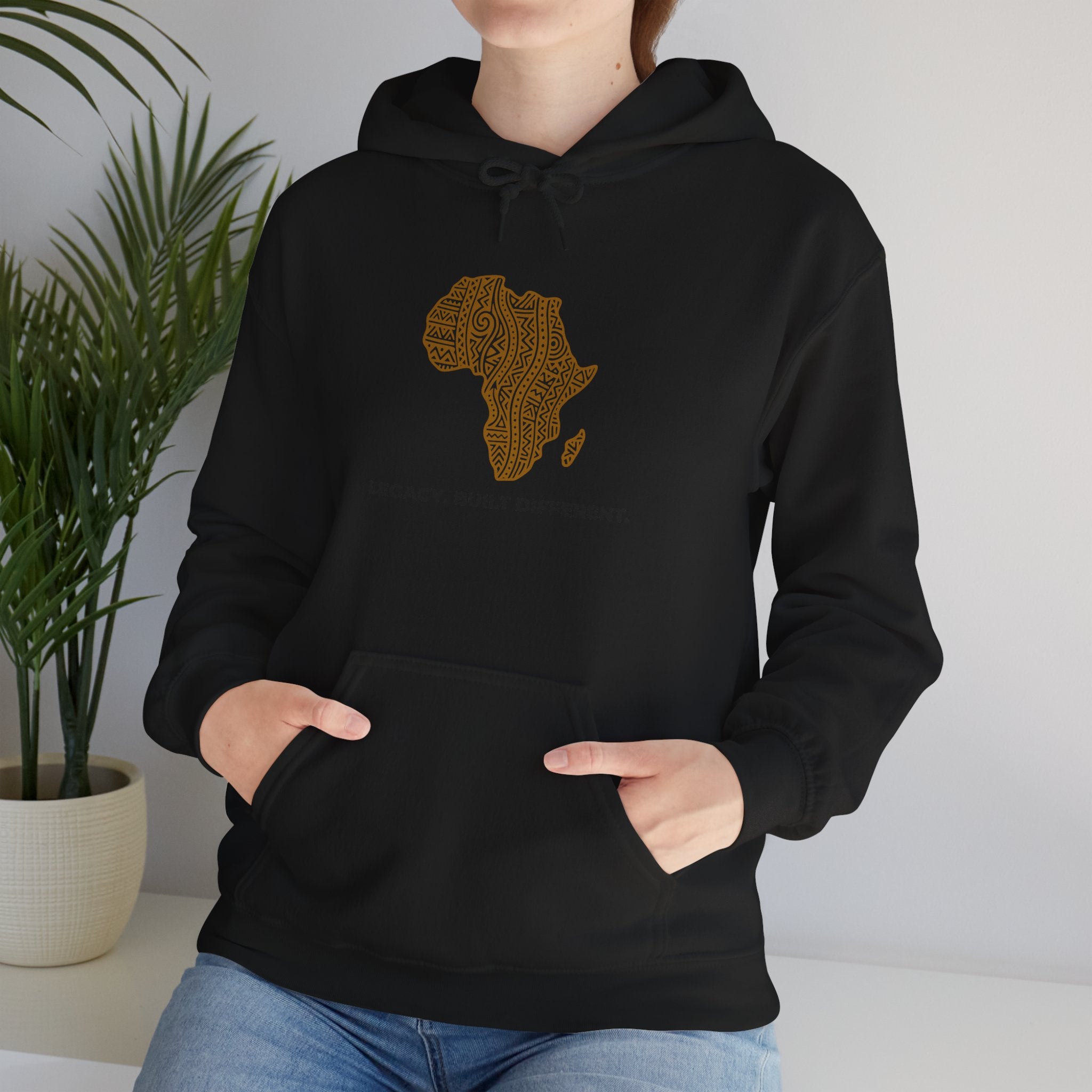 Africa Map Hoodie — 'Legacy. Built Different.' Cultural Pattern Pullover