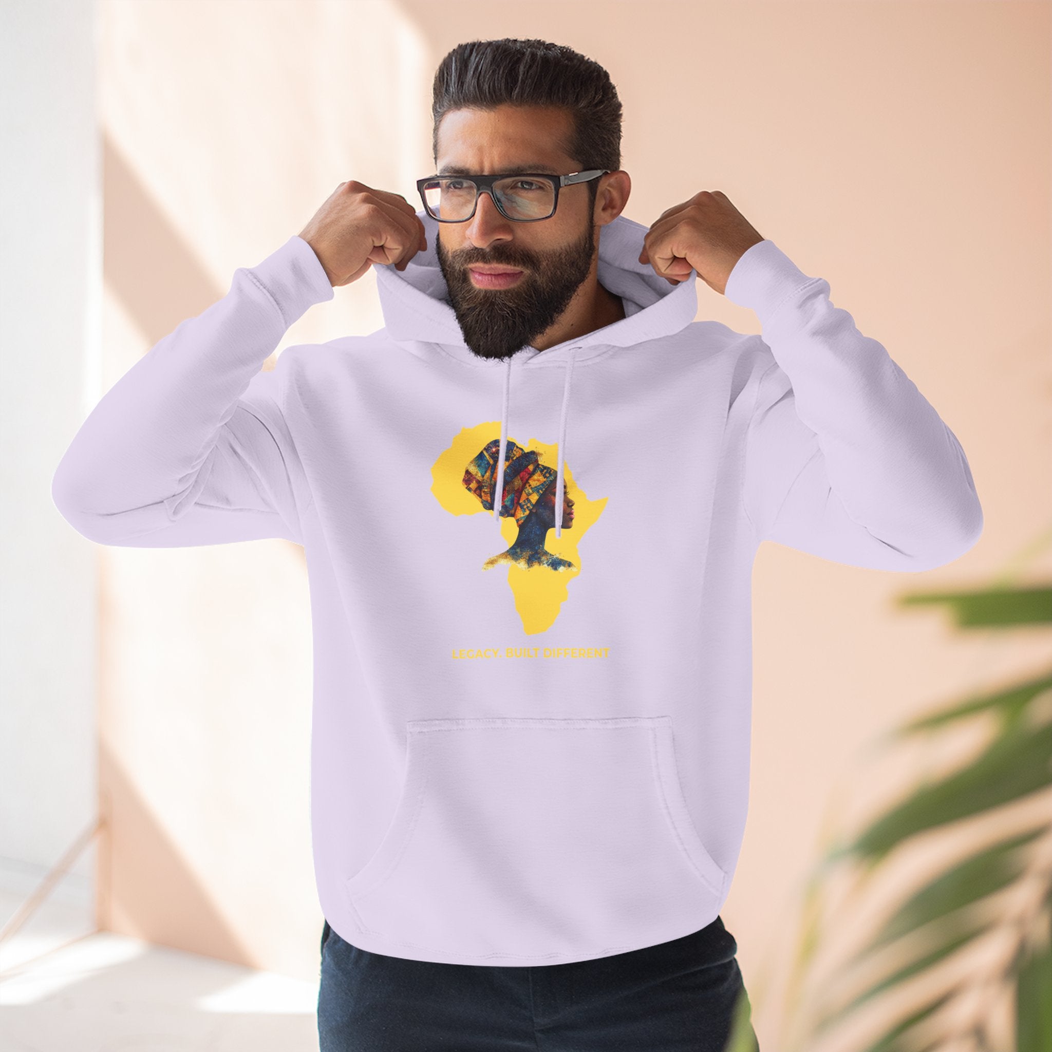 Hoodie — African Profile Art on Yellow Africa Silhouette (Legacy, Beauty, Empowerment)