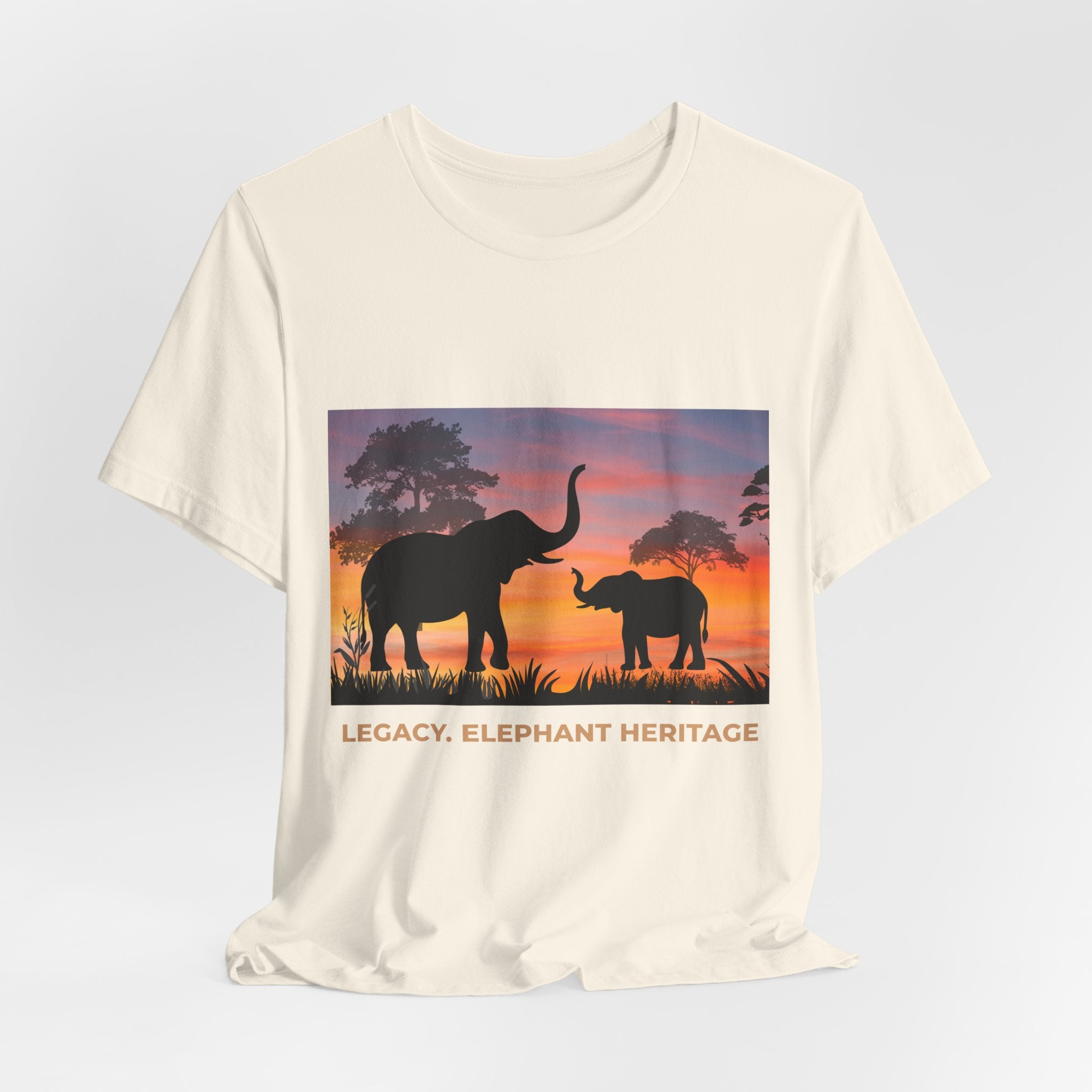Elephant Sunset Tee — "Legacy, Elephant Heritage" Graphic T-Shirt